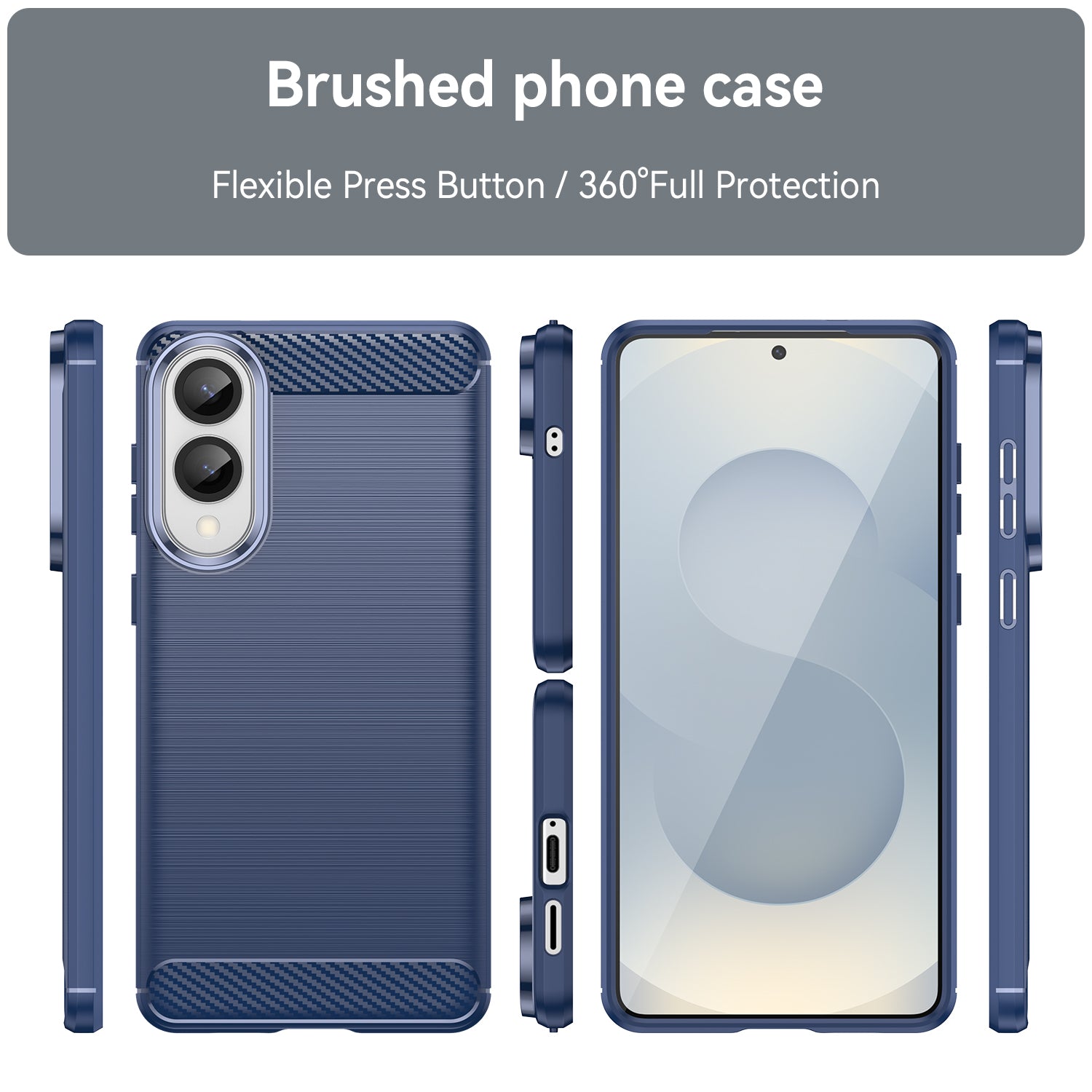 Samsung S25Edge Carbon Fibre TPU Case Slim Shockproof Cover Navy