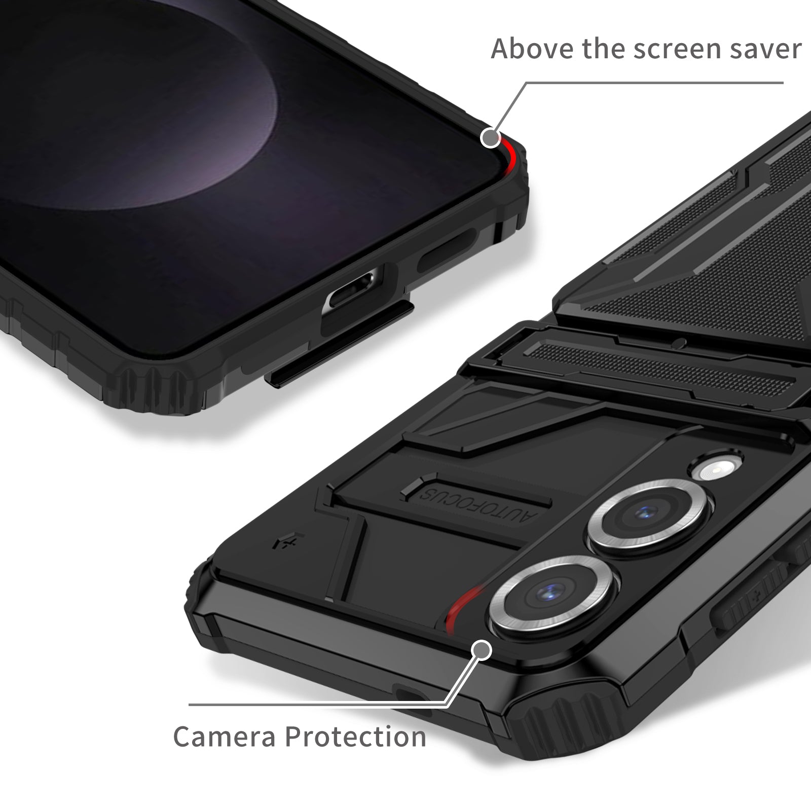 Samsung S25Edge Heavy Duty Kickstand Card Holder Case Shockproof Black