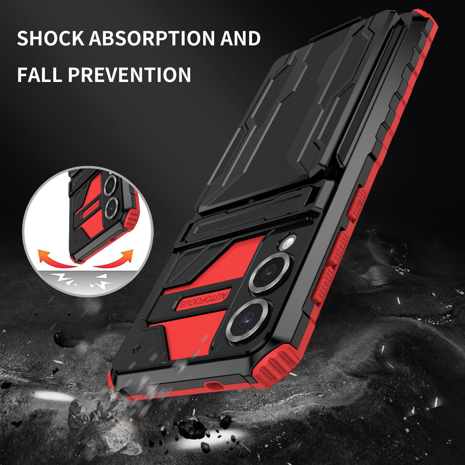 Samsung S25Edge Heavy Duty Kickstand Card Holder Case Shockproof Red