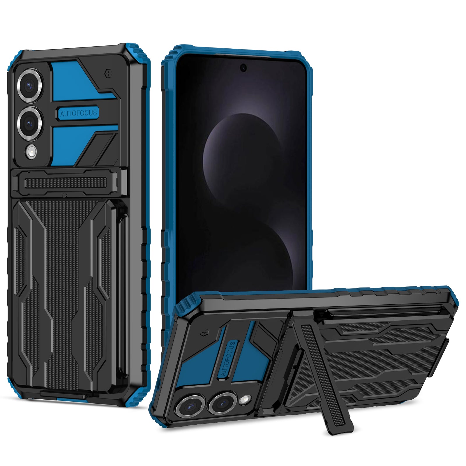 Samsung S25Edge Heavy Duty Kickstand Card Holder Case Shockproof Navy