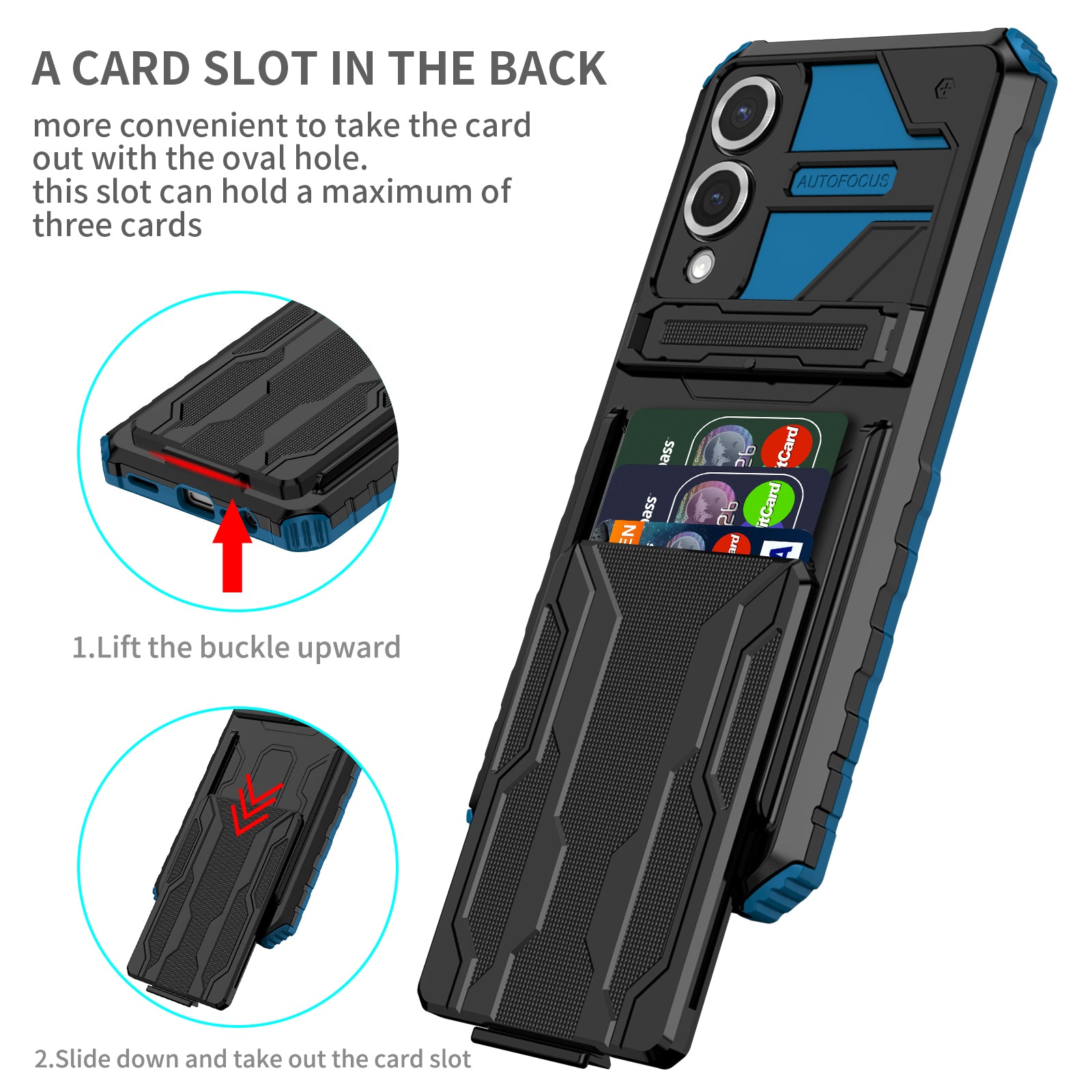 Samsung S25Edge Heavy Duty Kickstand Card Holder Case Shockproof Navy