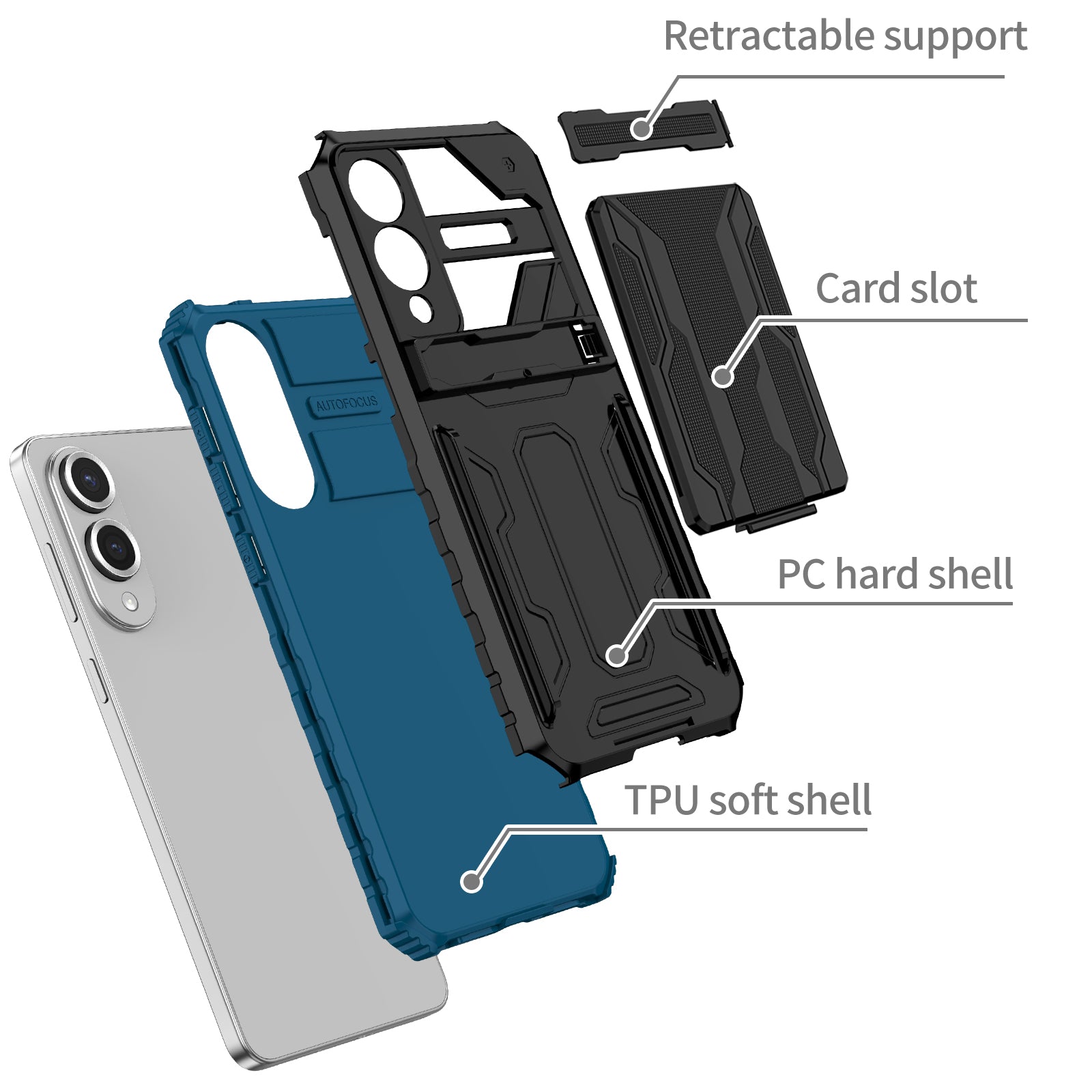 Samsung S25Edge Heavy Duty Kickstand Card Holder Case Shockproof Navy