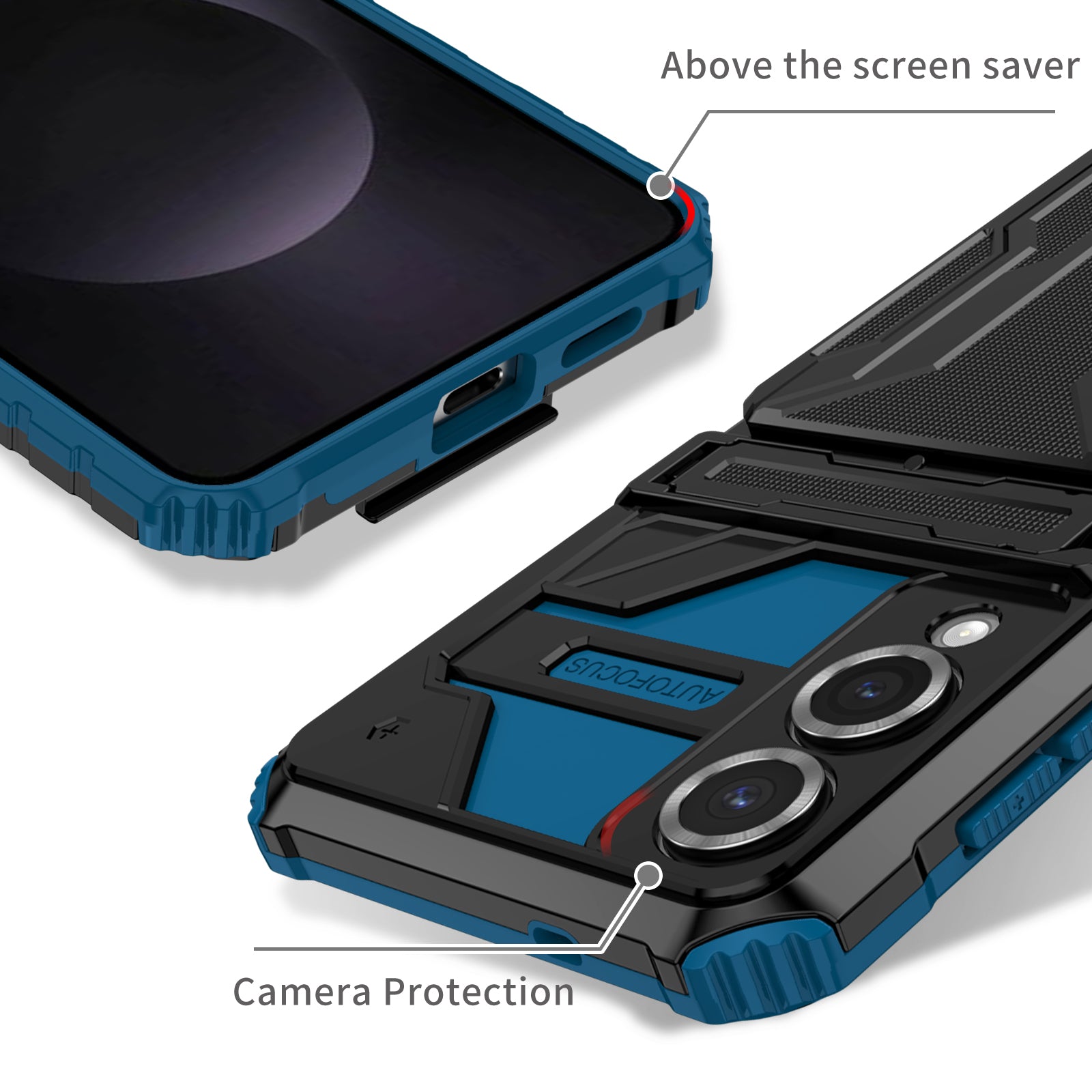 Samsung S25Edge Heavy Duty Kickstand Card Holder Case Shockproof Navy