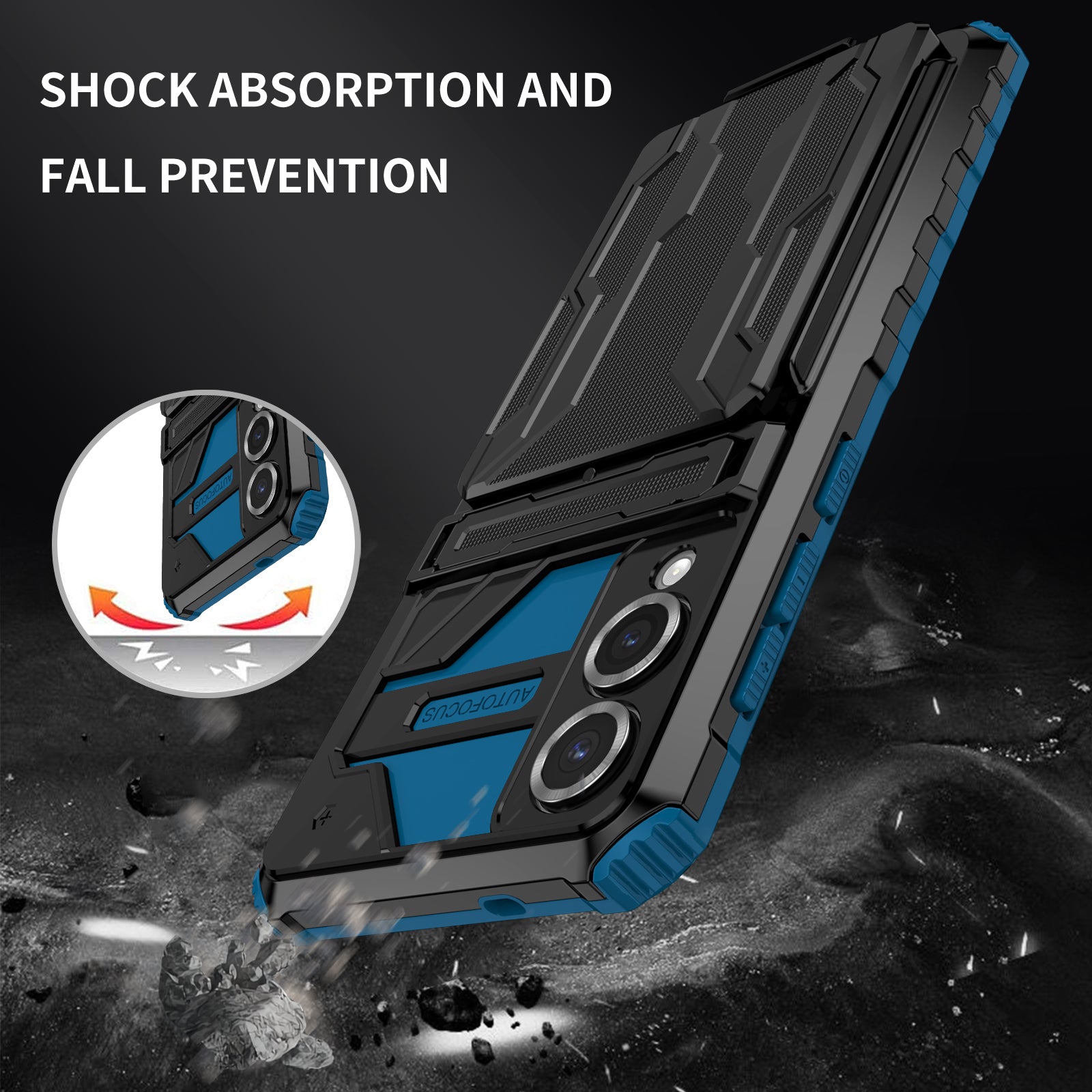 Samsung S25Edge Heavy Duty Kickstand Card Holder Case Shockproof Navy