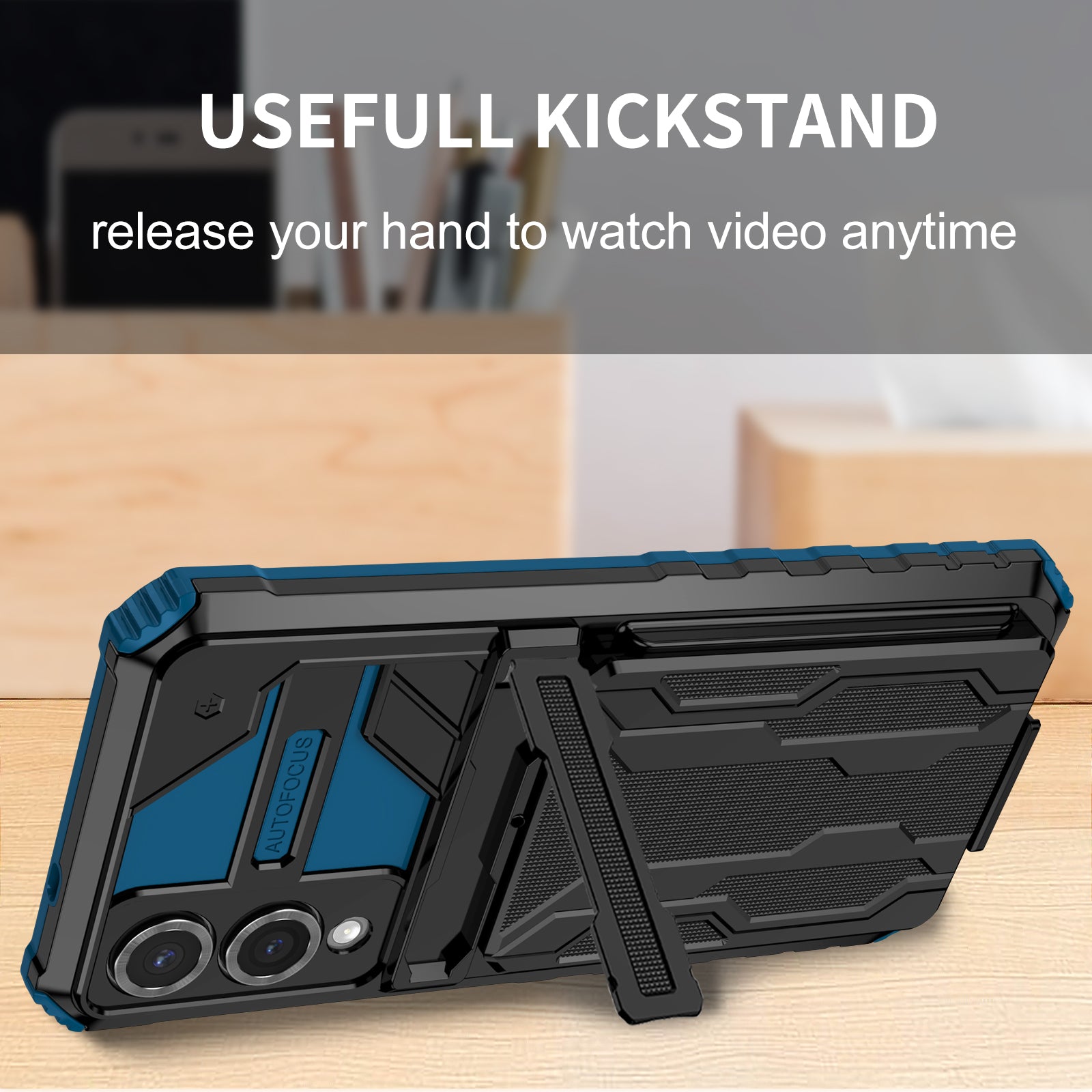 Samsung S25Edge Heavy Duty Kickstand Card Holder Case Shockproof Navy