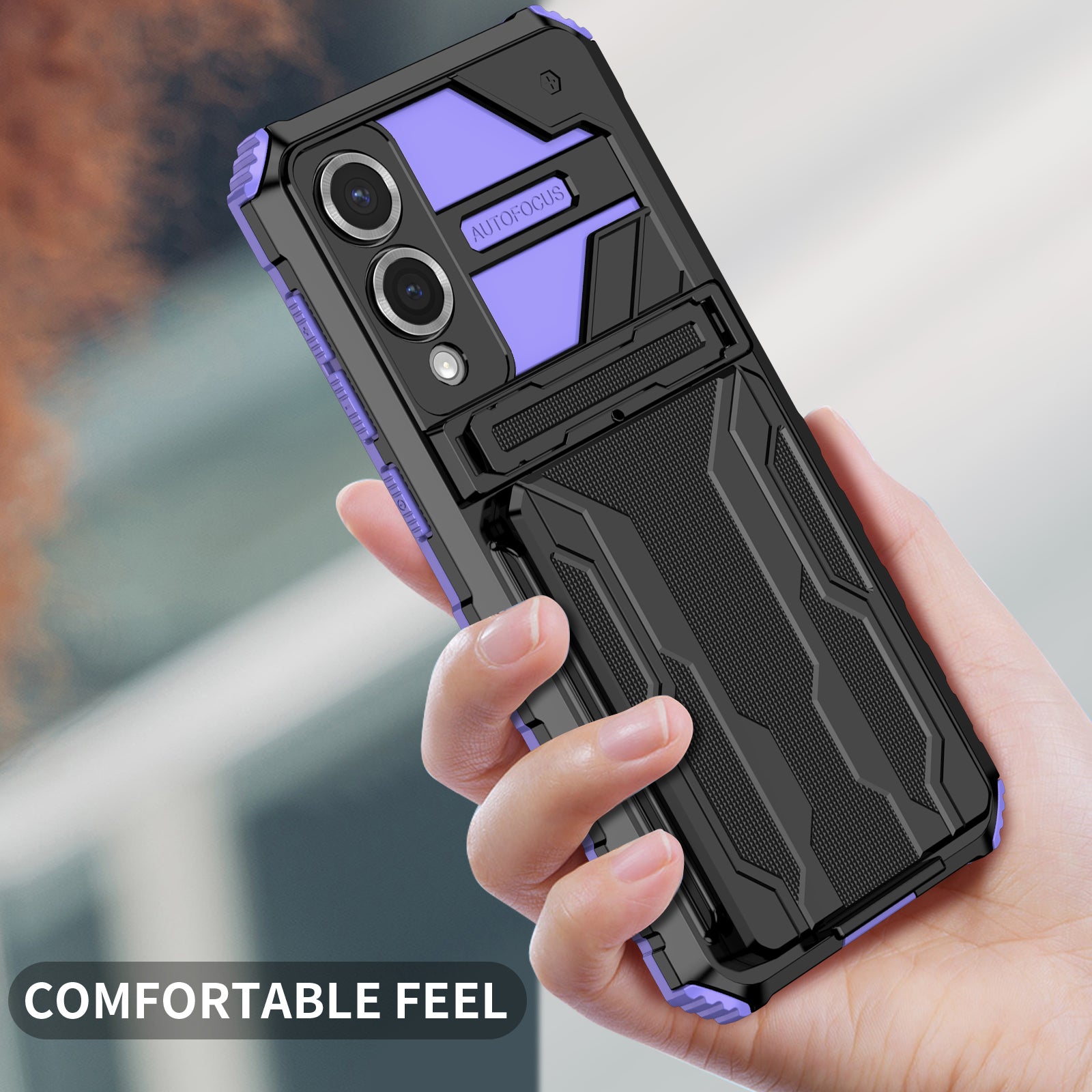 Samsung S25Edge Heavy Duty Kickstand Card Holder Case Shockproof Purple