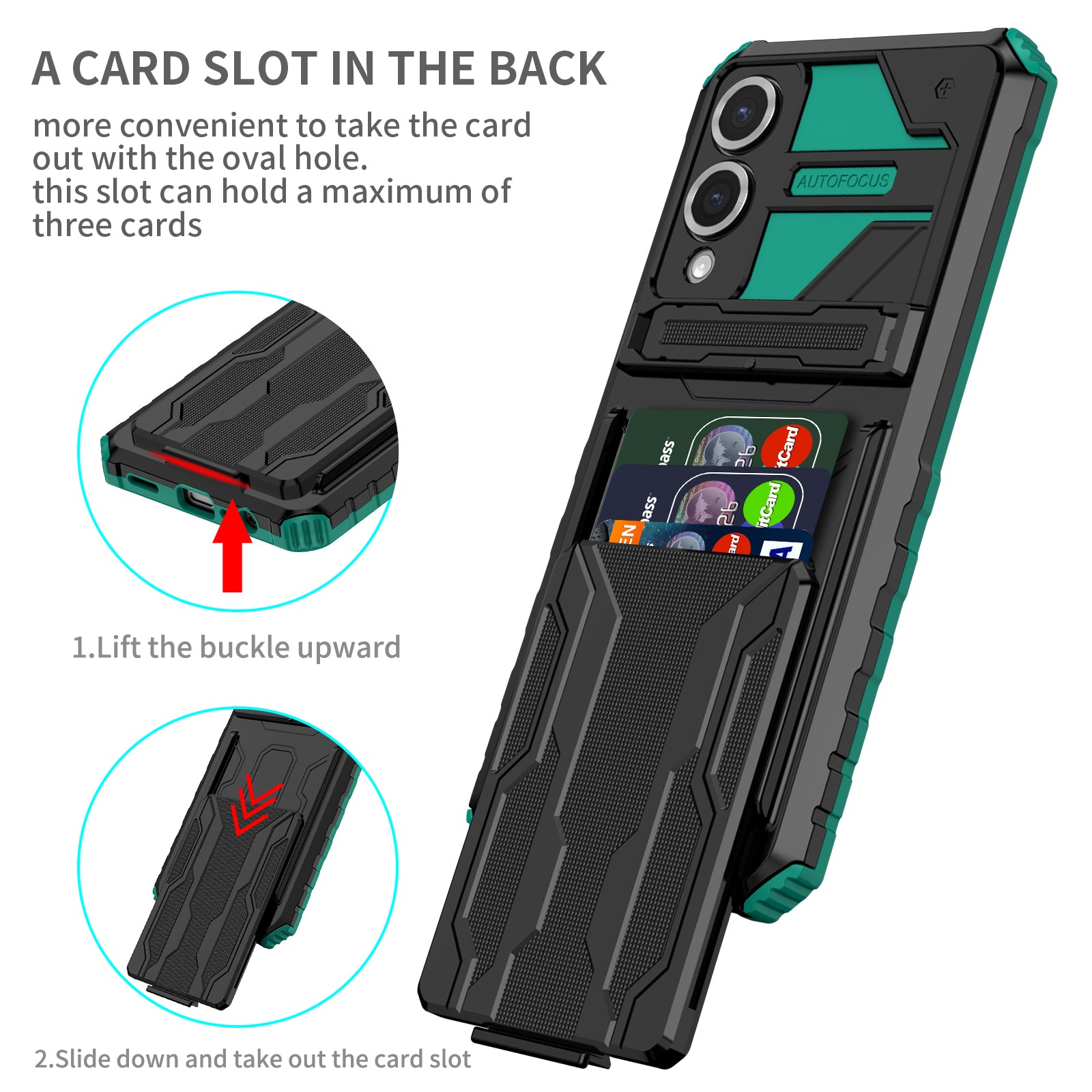 Samsung S25Edge Heavy Duty Kickstand Card Holder Case Shockproof Teal
