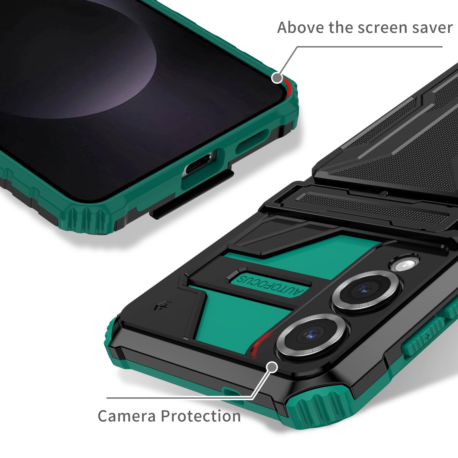 Samsung S25Edge Heavy Duty Kickstand Card Holder Case Shockproof Teal