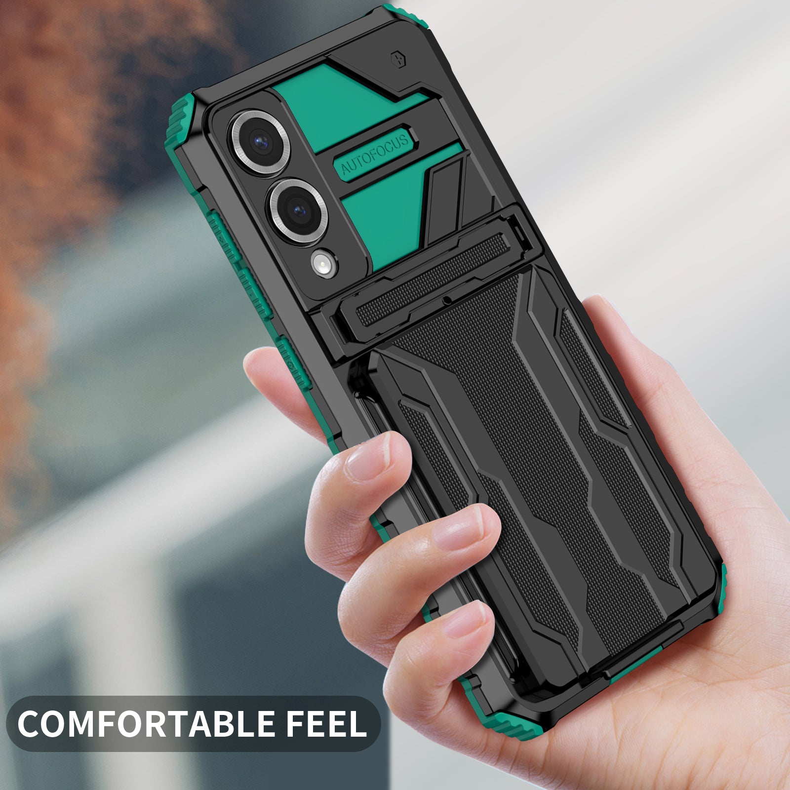 Samsung S25Edge Heavy Duty Kickstand Card Holder Case Shockproof Teal