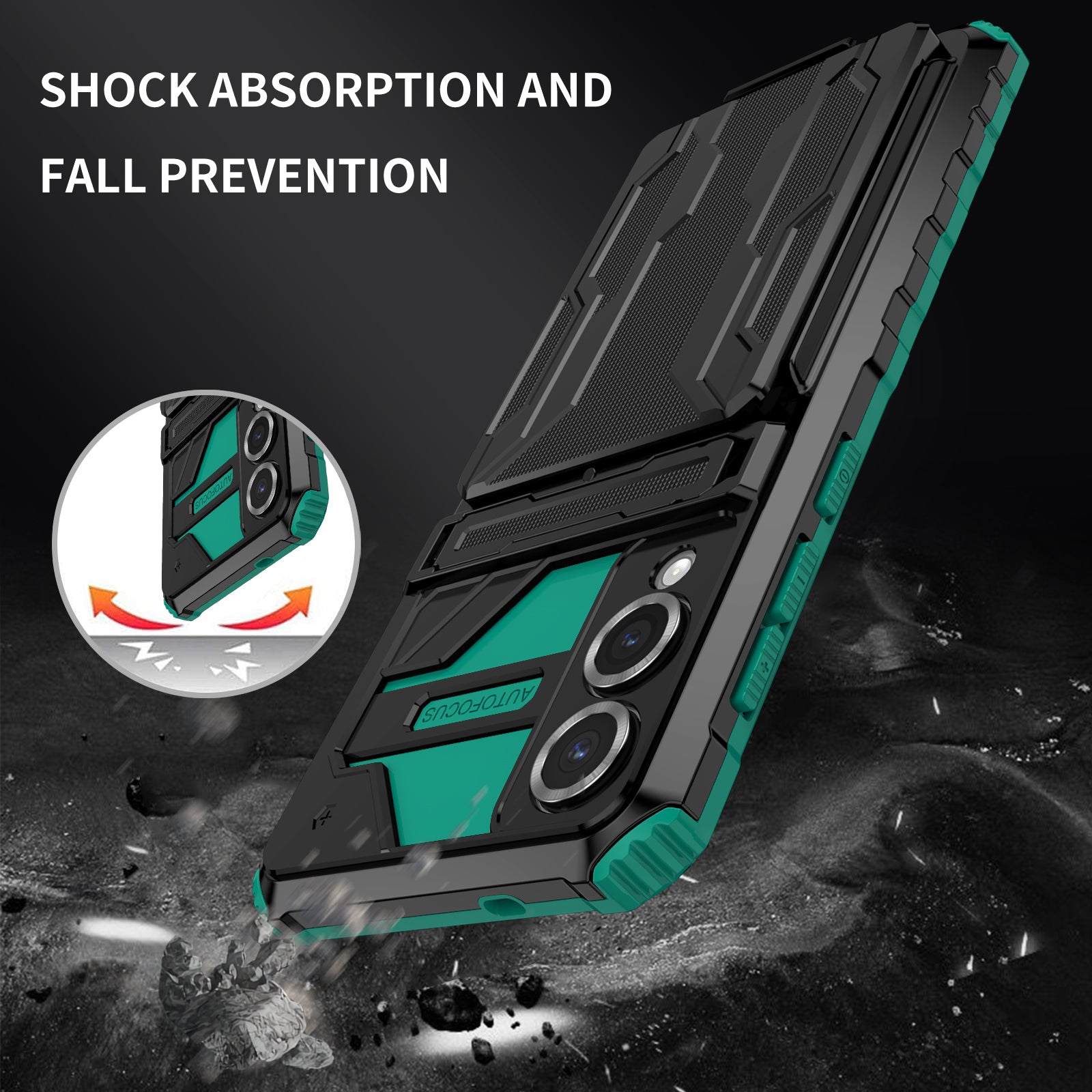Samsung S25Edge Heavy Duty Kickstand Card Holder Case Shockproof Teal