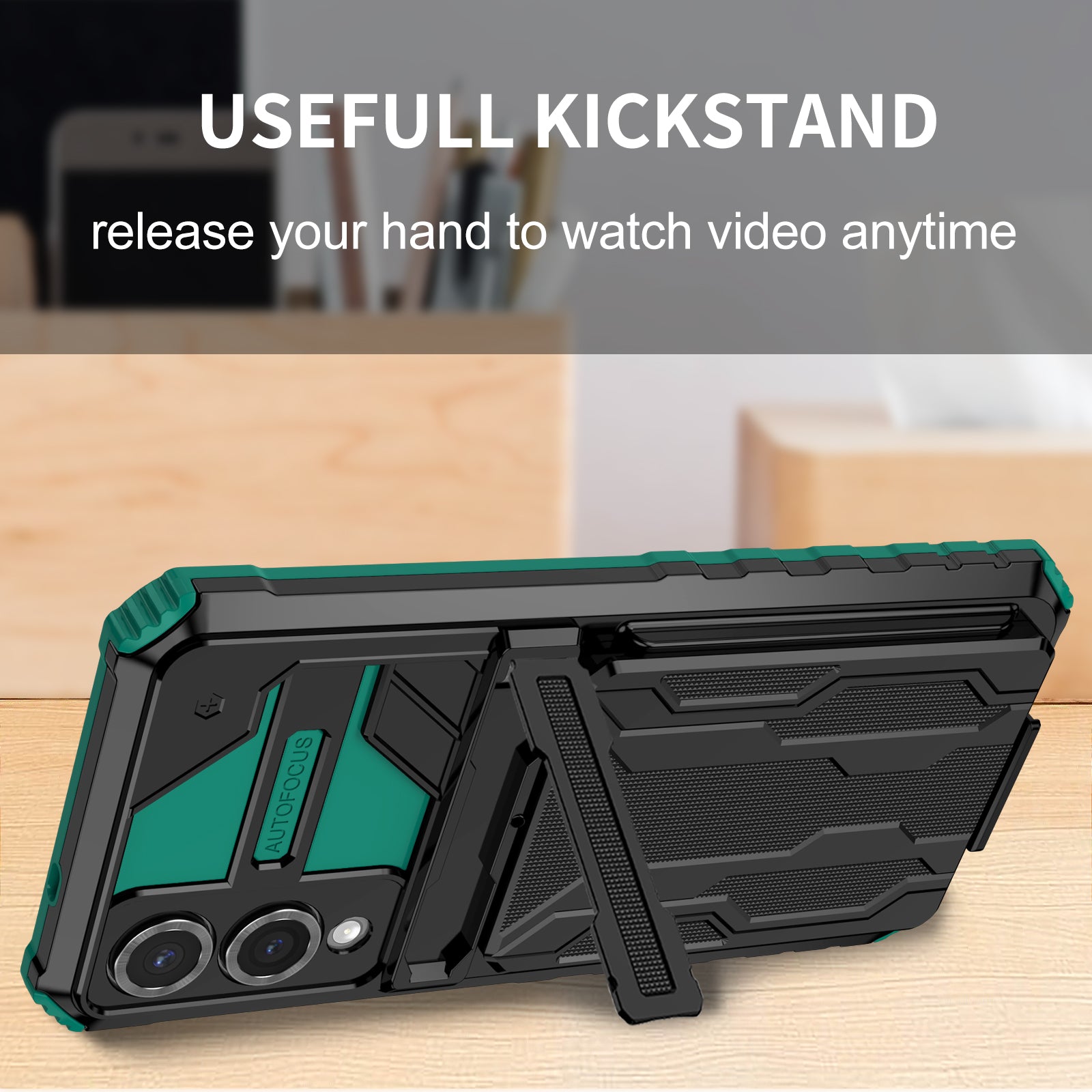 Samsung S25Edge Heavy Duty Kickstand Card Holder Case Shockproof Teal