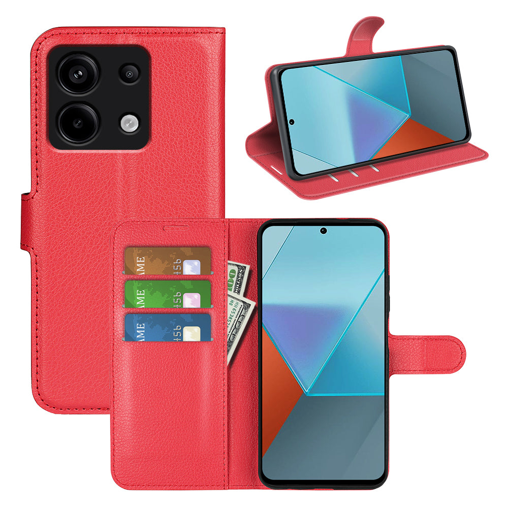 Custodia Portafoglio Premium In PU Per Xiaomi Redmi Note 13 Pro 5G / Poco X6 5G - Flip Magnetica Con Slot E Supporto, Rossa