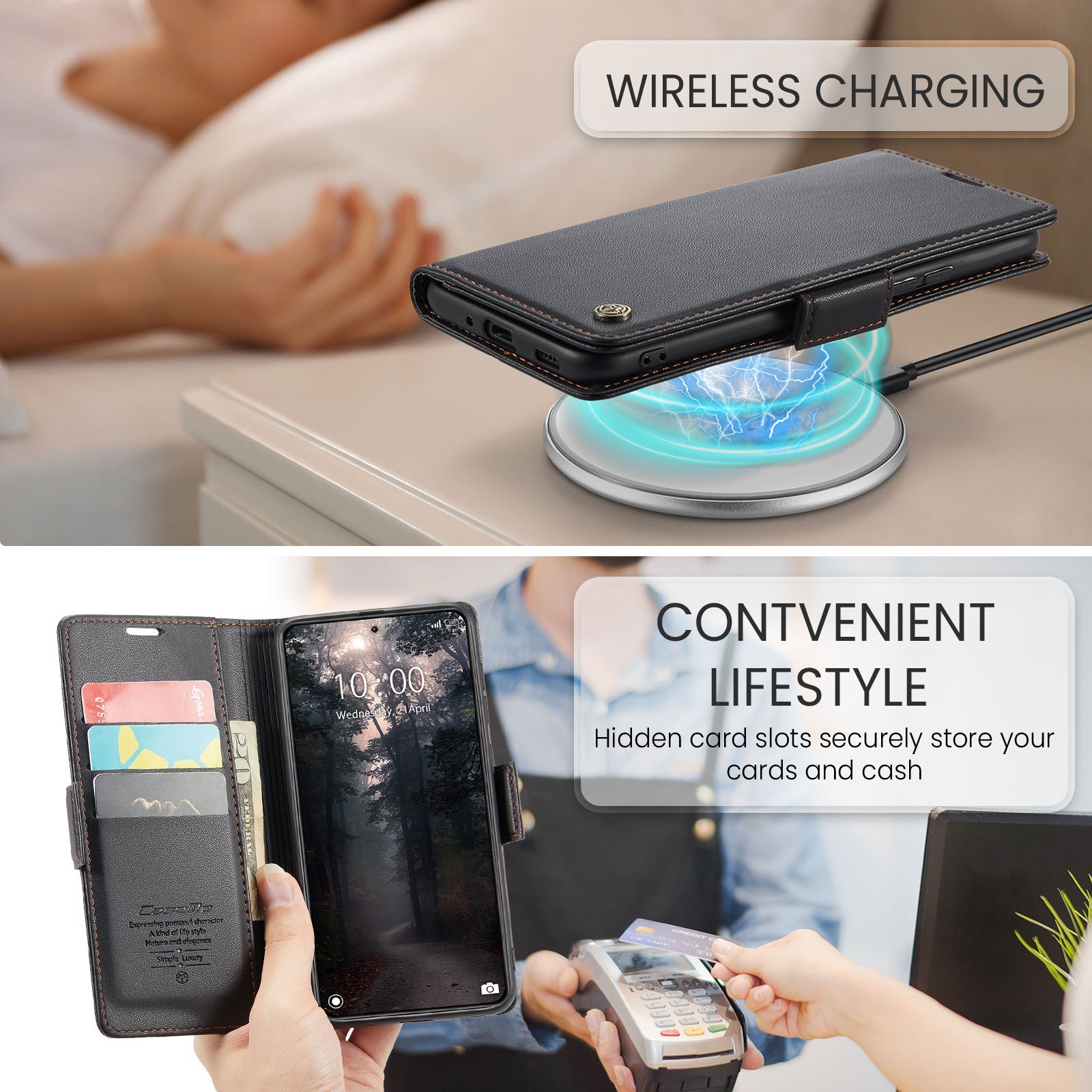 Xiaomi 14 CaseMe 023 Wallet Flip Cover, RFID Protection, Card Holder