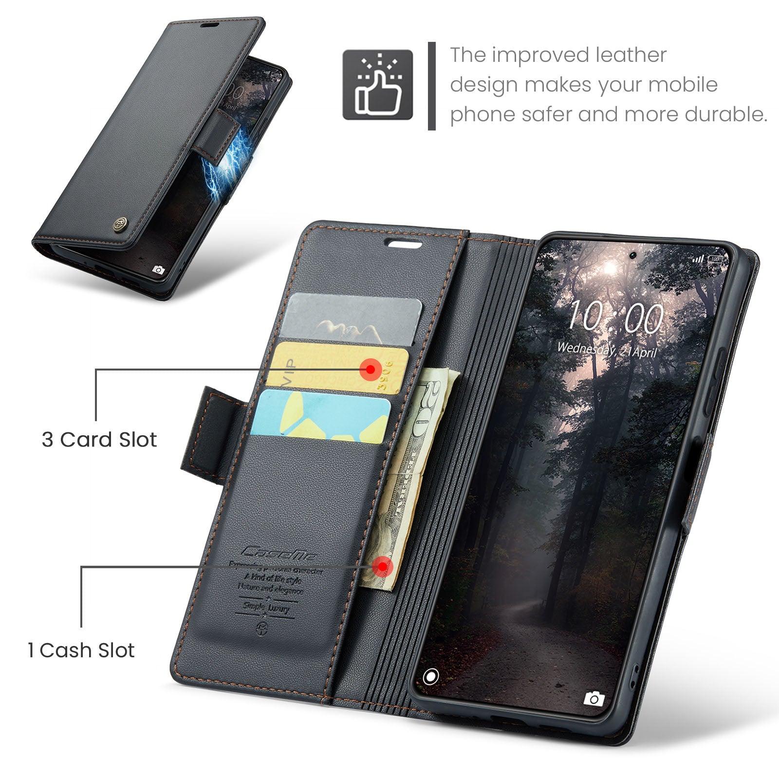 Xiaomi 14 CaseMe 023 Wallet Flip Cover, RFID Protection, Card Holder