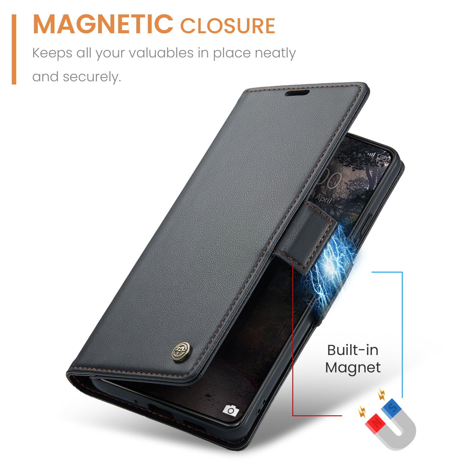 Xiaomi 14 CaseMe 023 Wallet Flip Cover, RFID Protection, Card Holder