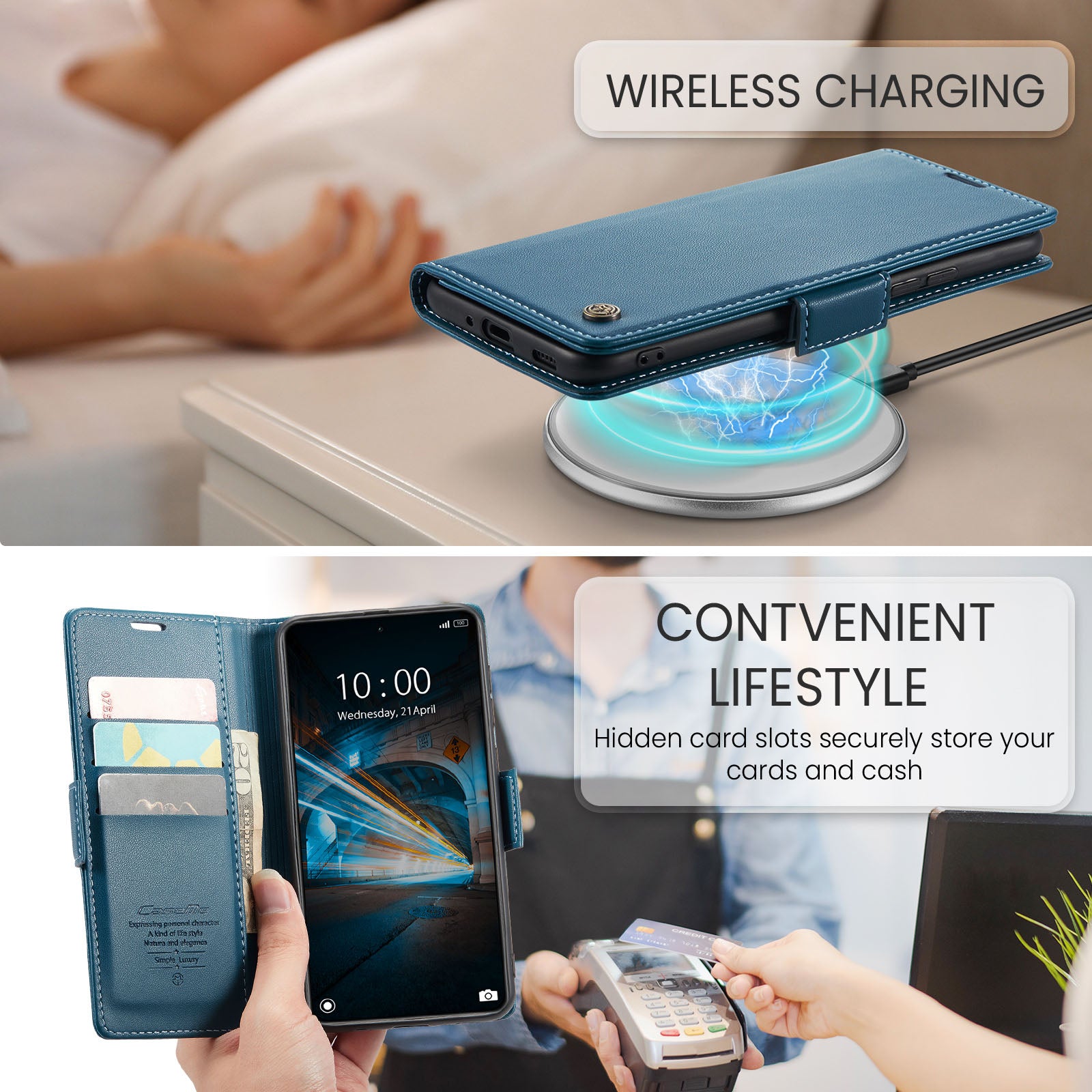 Xiaomi 14 CaseMe 023 Wallet Flip Cover, RFID Protection, Card Holder