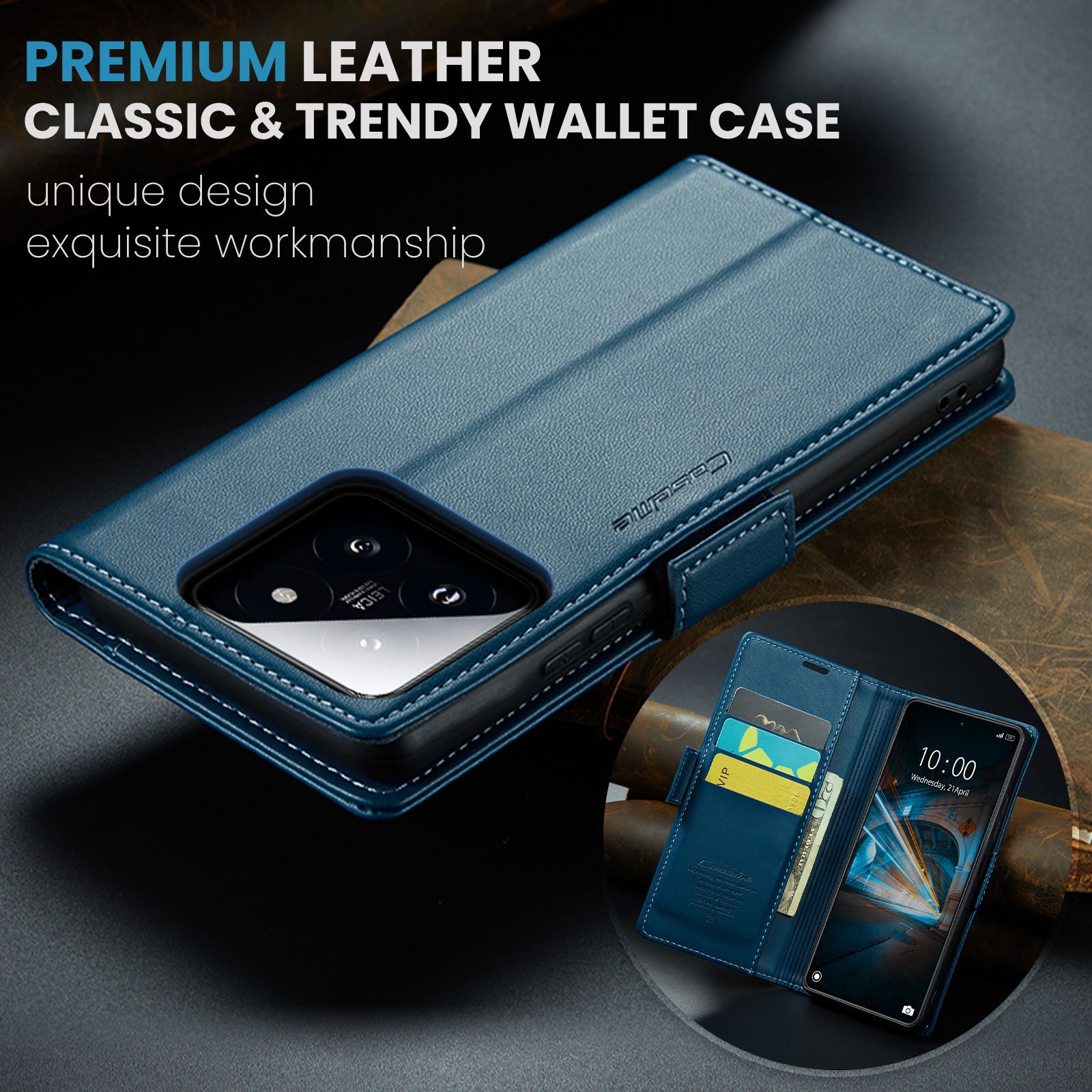 Xiaomi 14 CaseMe 023 Wallet Flip Cover, RFID Protection, Card Holder