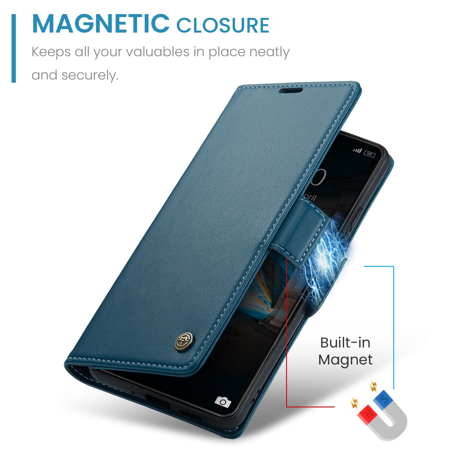 Xiaomi 14 CaseMe 023 Wallet Flip Cover, RFID Protection, Card Holder