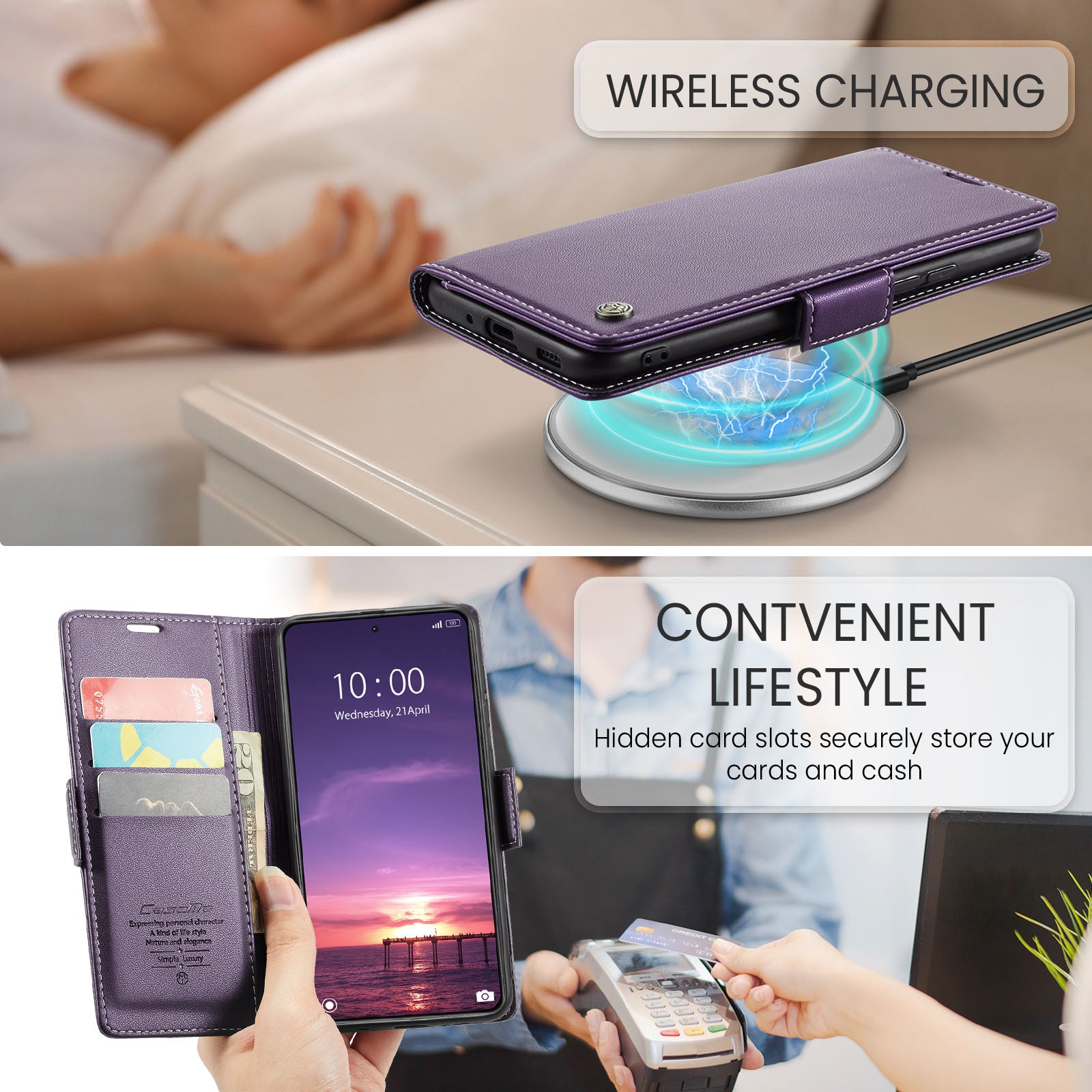 Xiaomi 14 CaseMe 023 Wallet Flip Cover, RFID Protection, Card Holder