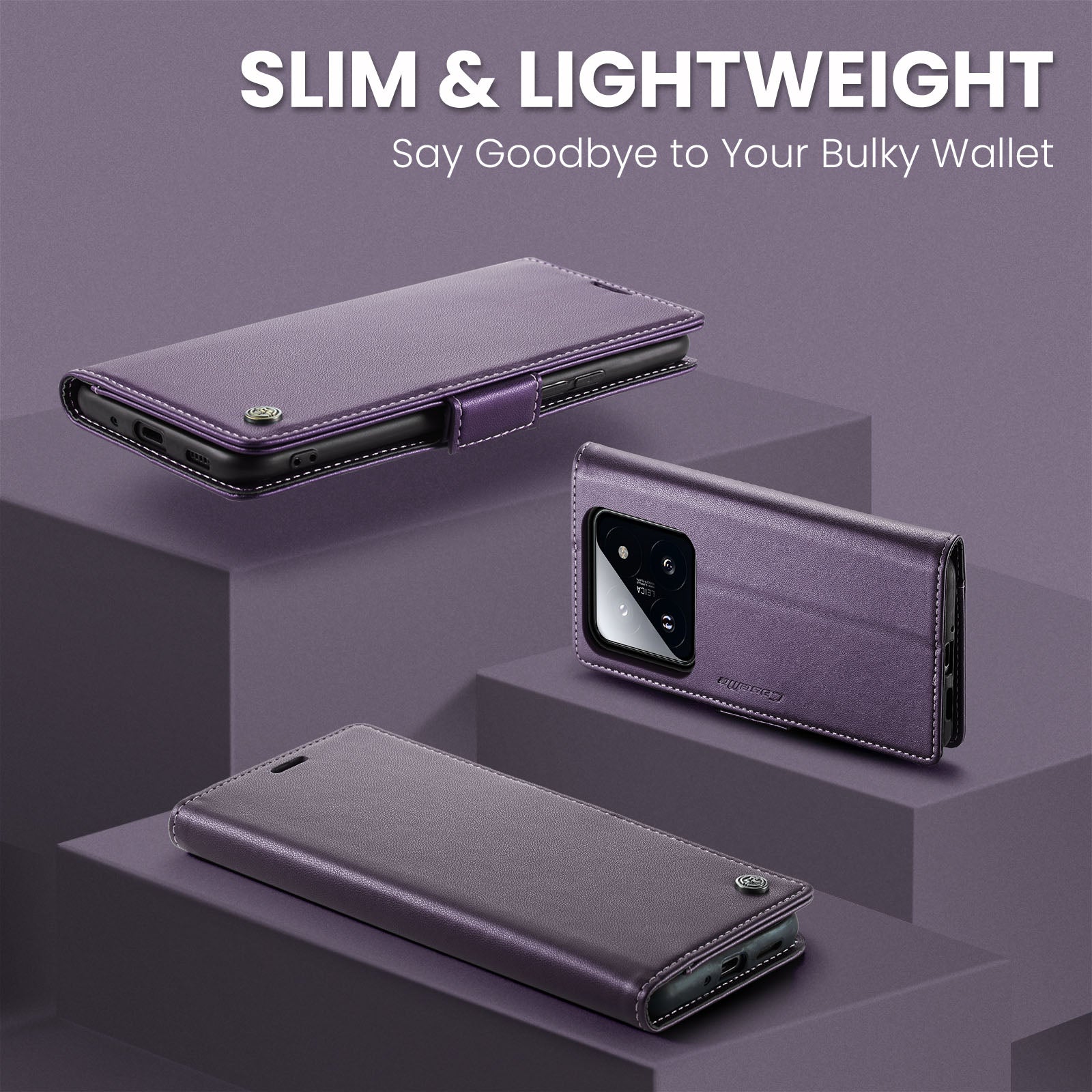 Xiaomi 14 CaseMe 023 Wallet Flip Cover, RFID Protection, Card Holder