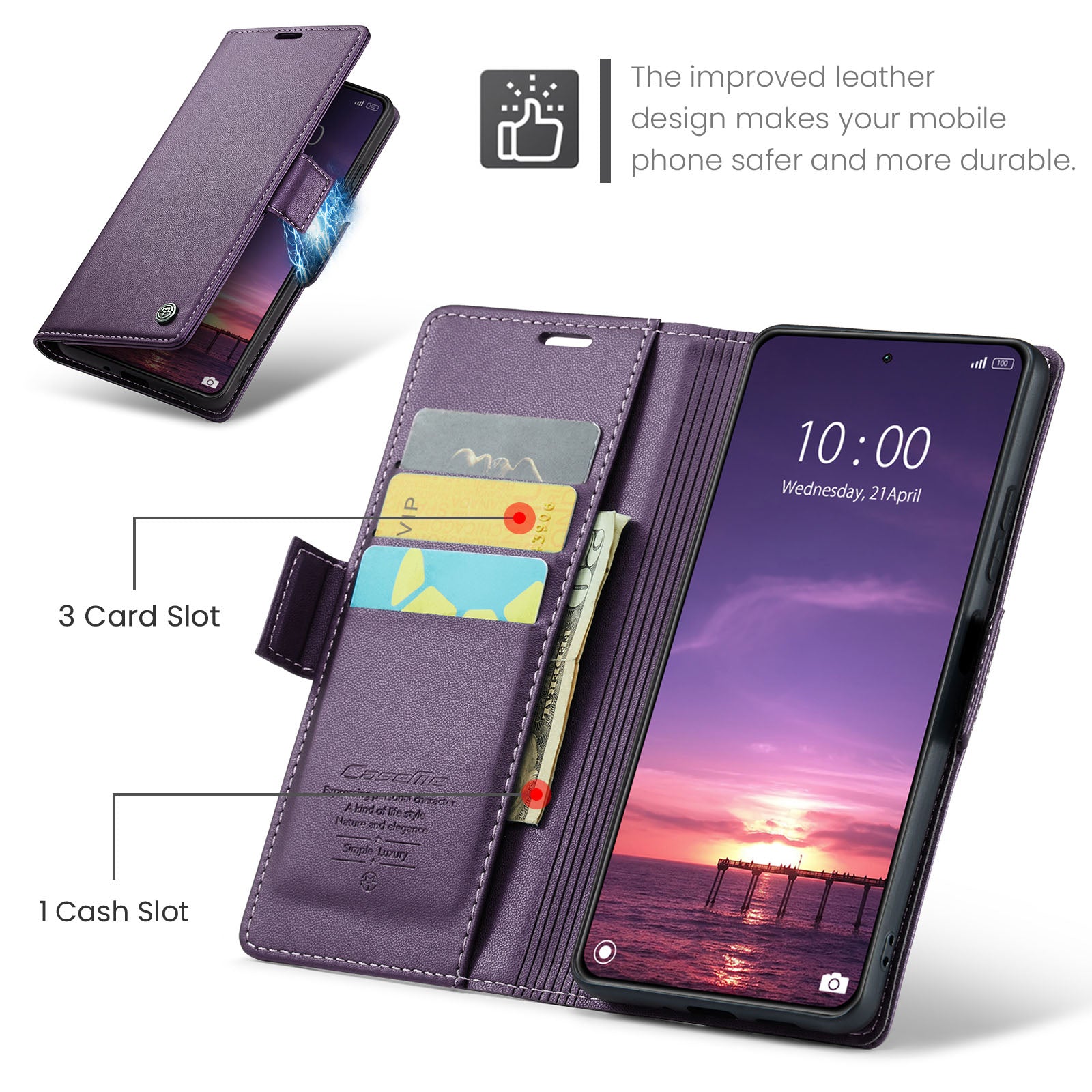 Xiaomi 14 CaseMe 023 Wallet Flip Cover, RFID Protection, Card Holder