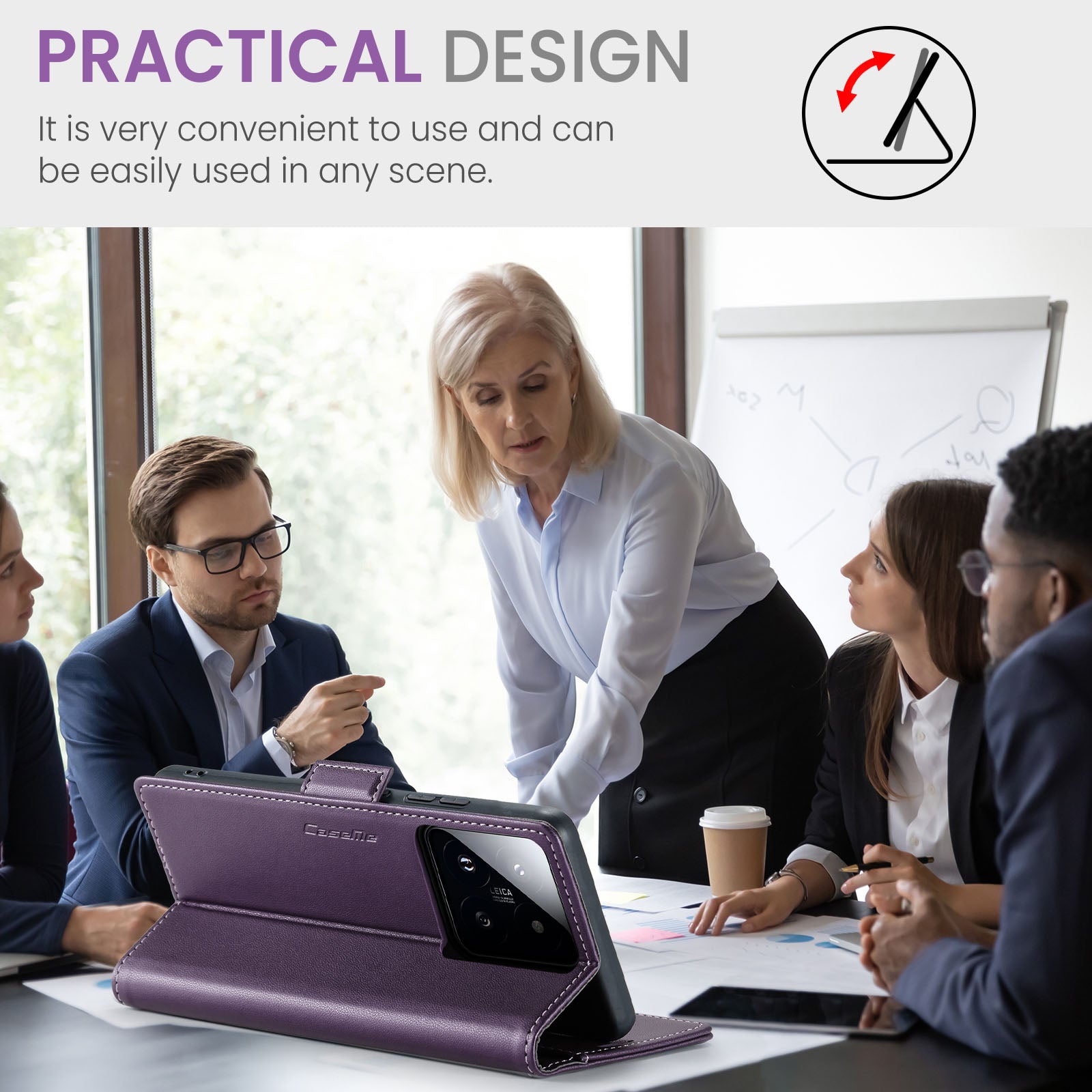 Xiaomi 14 CaseMe 023 Wallet Flip Cover, RFID Protection, Card Holder