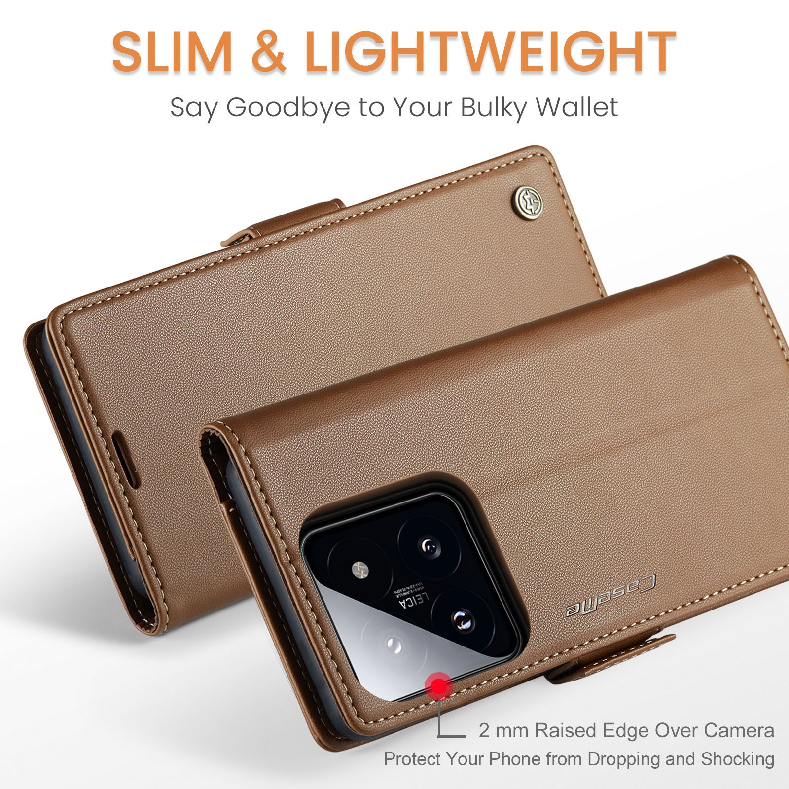 Xiaomi 14 CaseMe 023 Wallet Flip Cover, RFID Protection, Card Holder