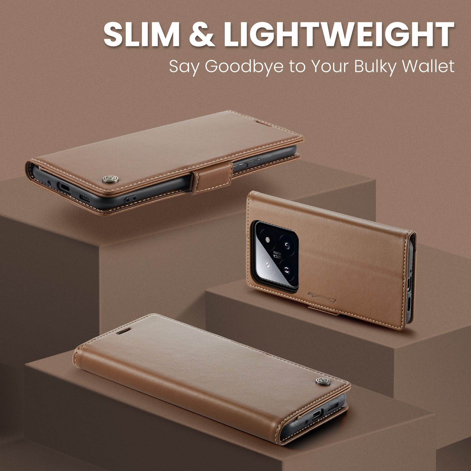 Xiaomi 14 CaseMe 023 Wallet Flip Cover, RFID Protection, Card Holder