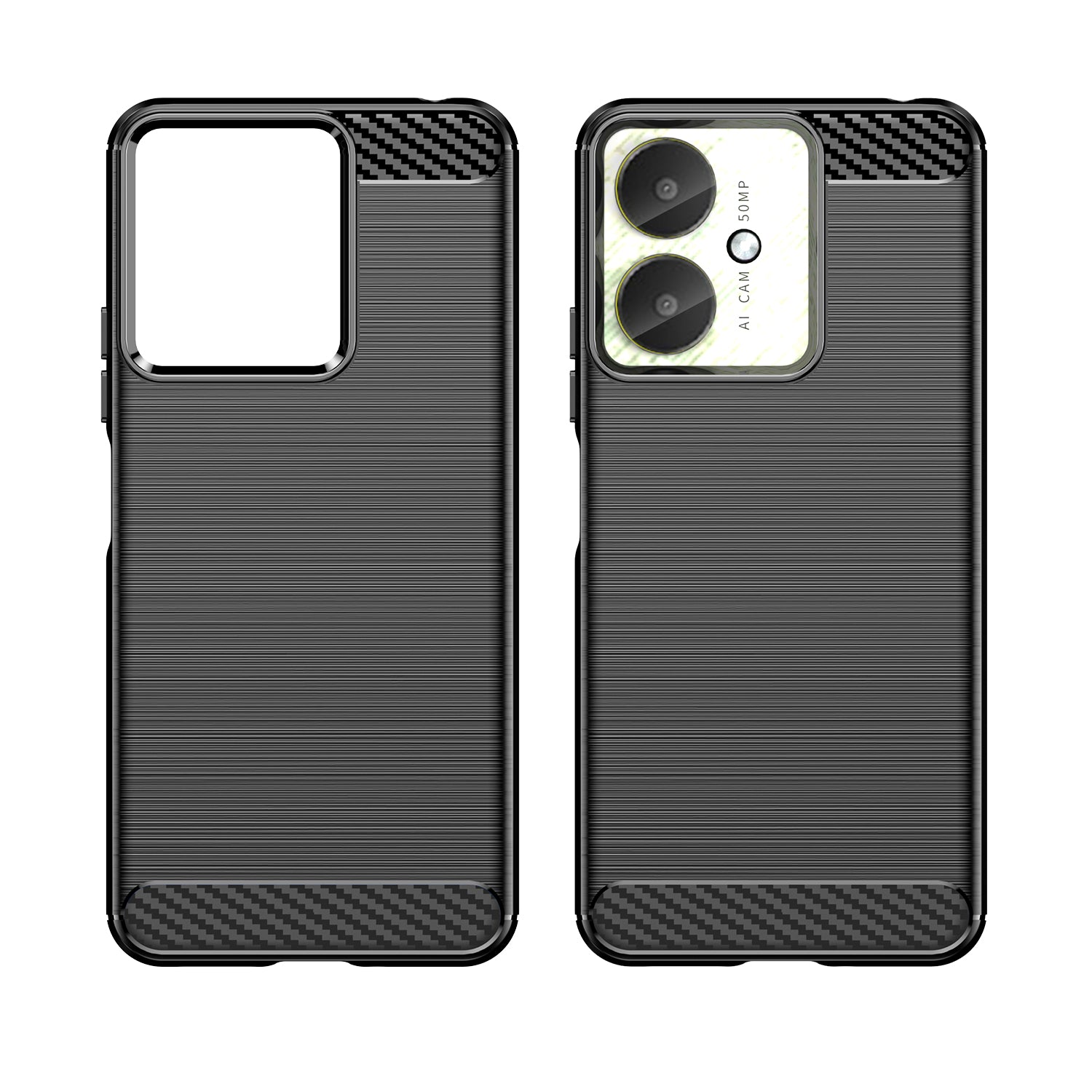 Xiaomi Poco C65 Carbon Fibre TPU Case Slim Shockproof Cover Black