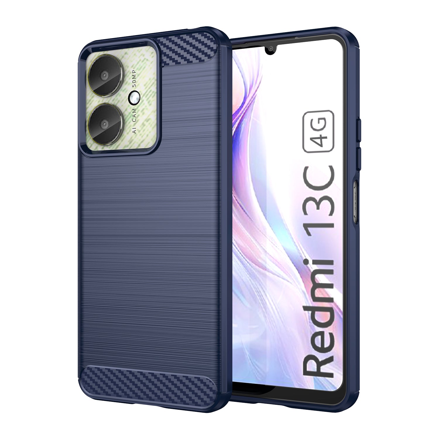 Xiaomi Poco C65 Carbon Fibre TPU Case Slim Shockproof Cover Navy