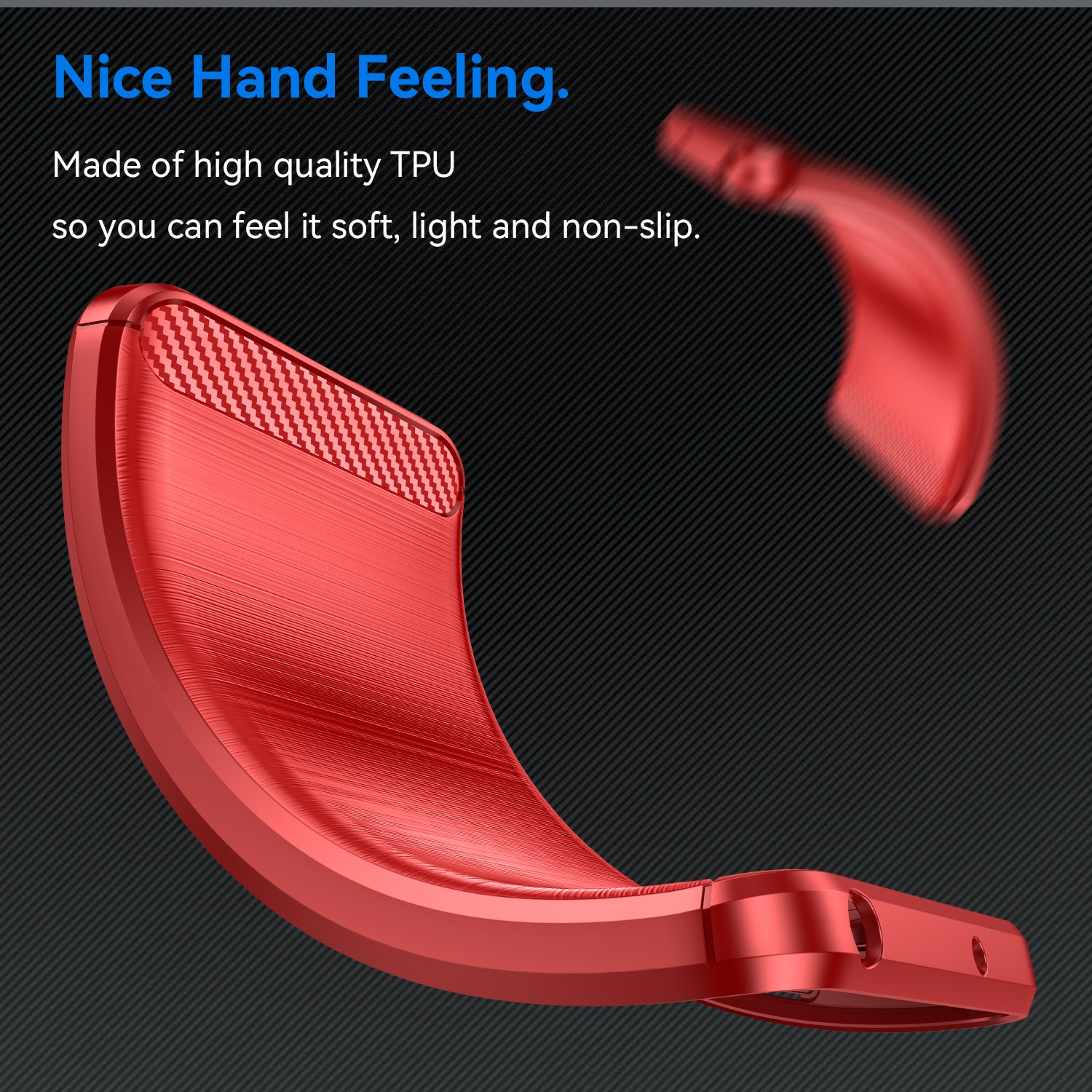 Xiaomi Poco C65 Carbon Fibre TPU Case Slim Shockproof Cover Red