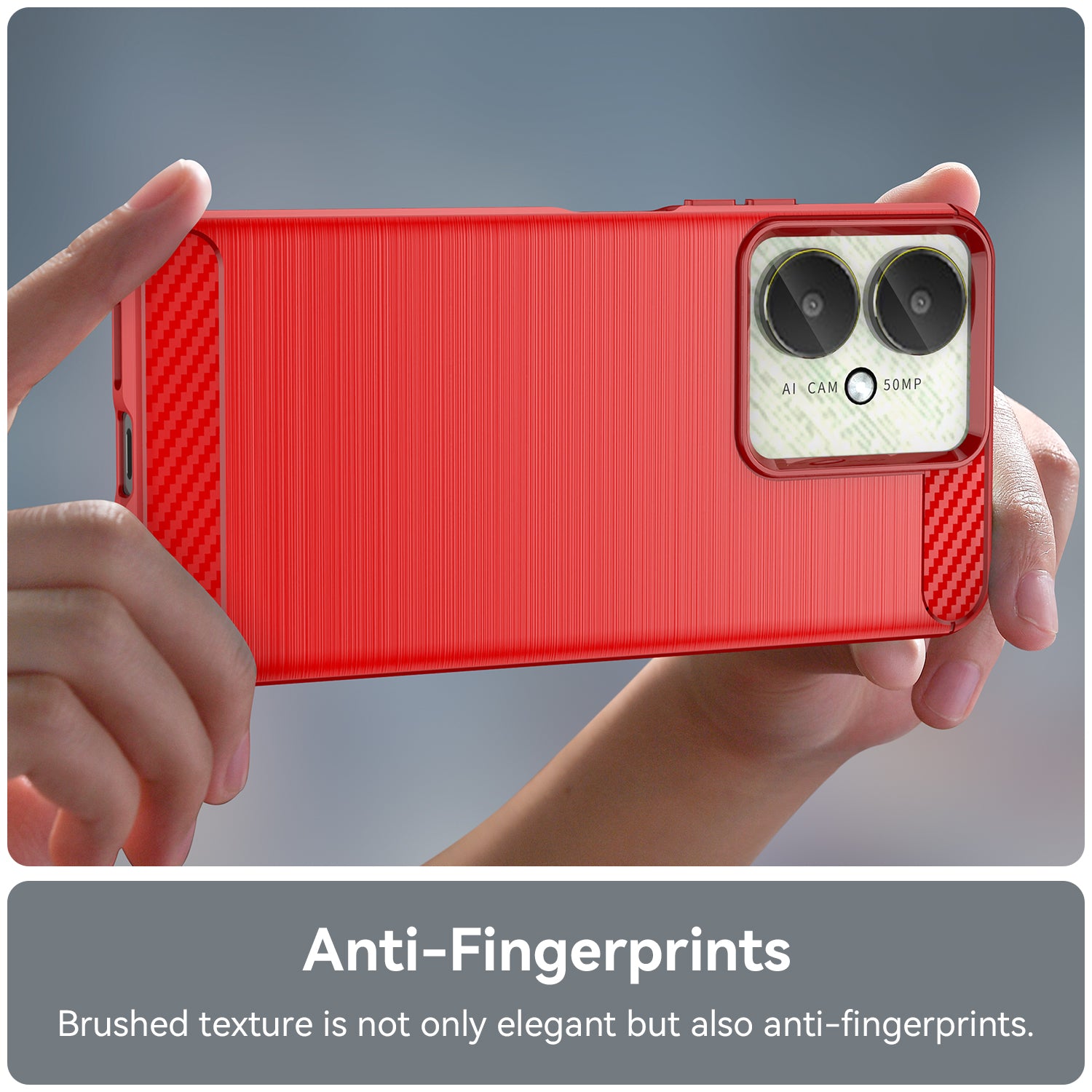 Xiaomi Poco C65 Carbon Fibre TPU Case Slim Shockproof Cover Red