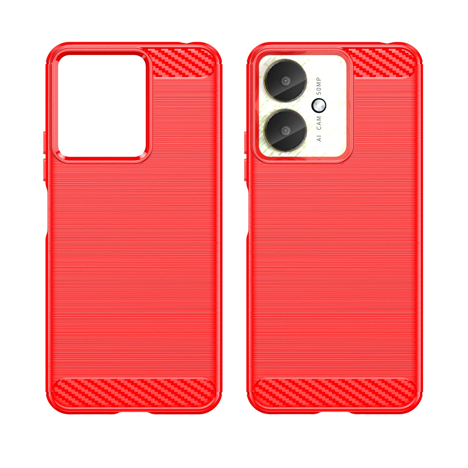 Xiaomi Poco C65 Carbon Fibre TPU Case Slim Shockproof Cover Red