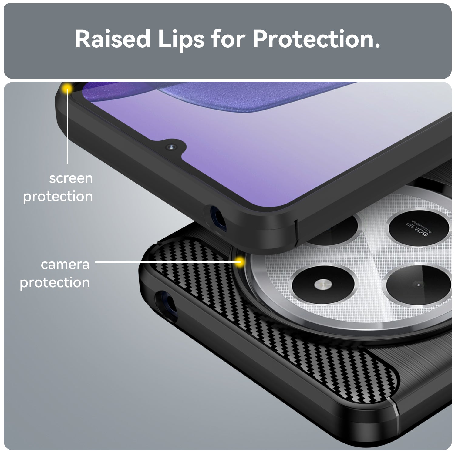 Xiaomi Redmi 14C 4G Carbon Fibre TPU Case Slim Shockproof Cover Black
