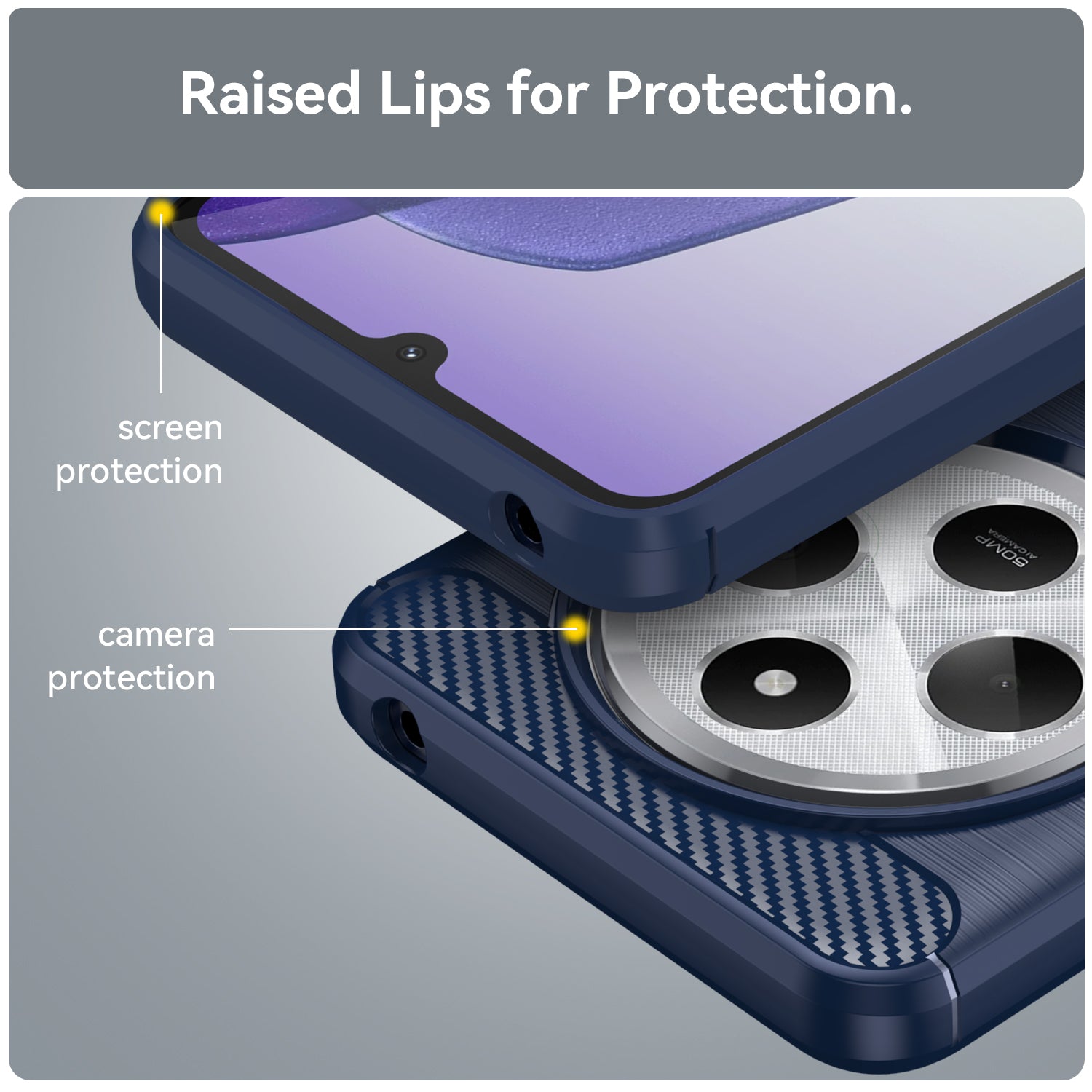 Xiaomi Redmi 14C 4G Carbon Fibre TPU Case Slim Shockproof Cover Navy