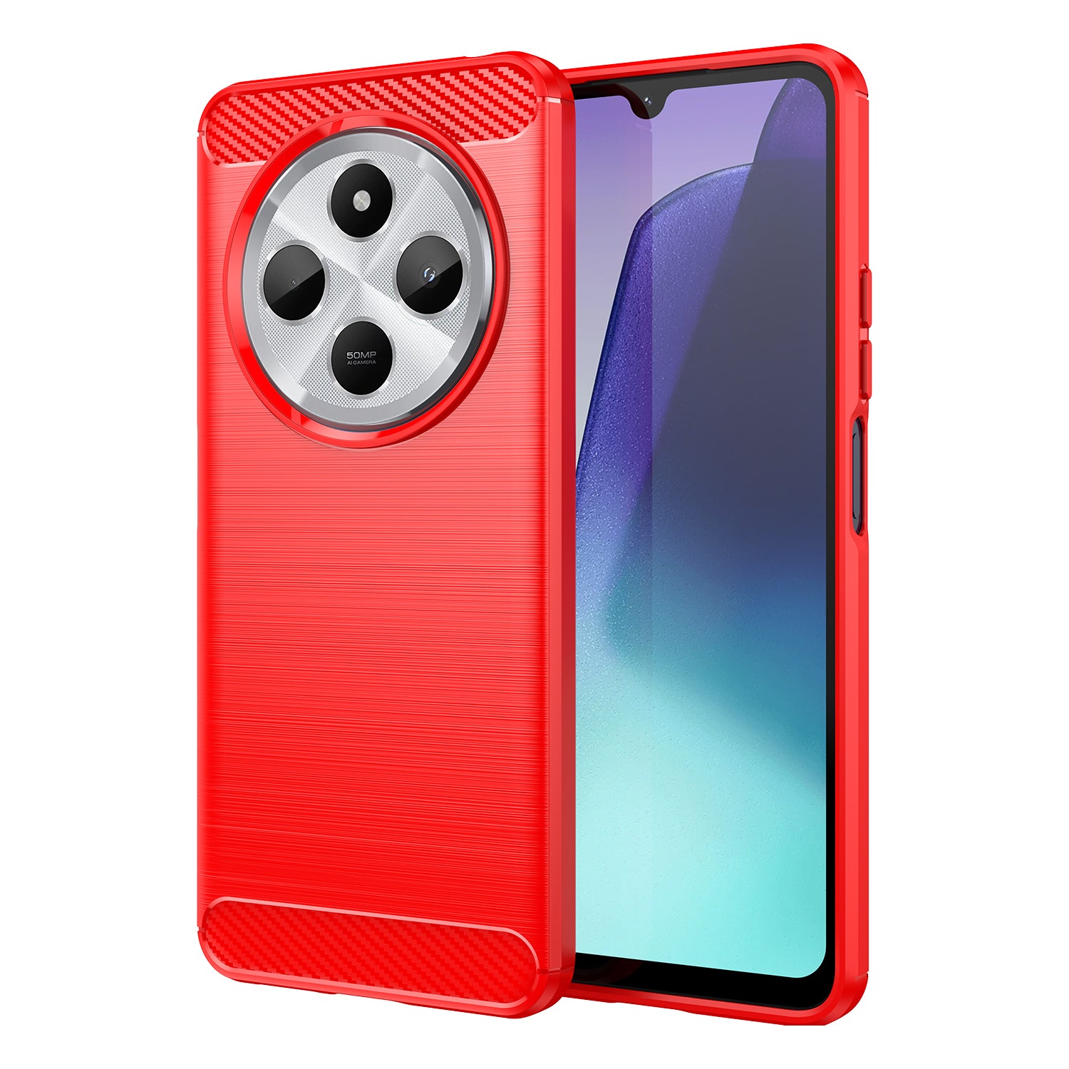 Xiaomi Redmi 14C 4G Carbon Fibre TPU Case Slim Shockproof Cover Red