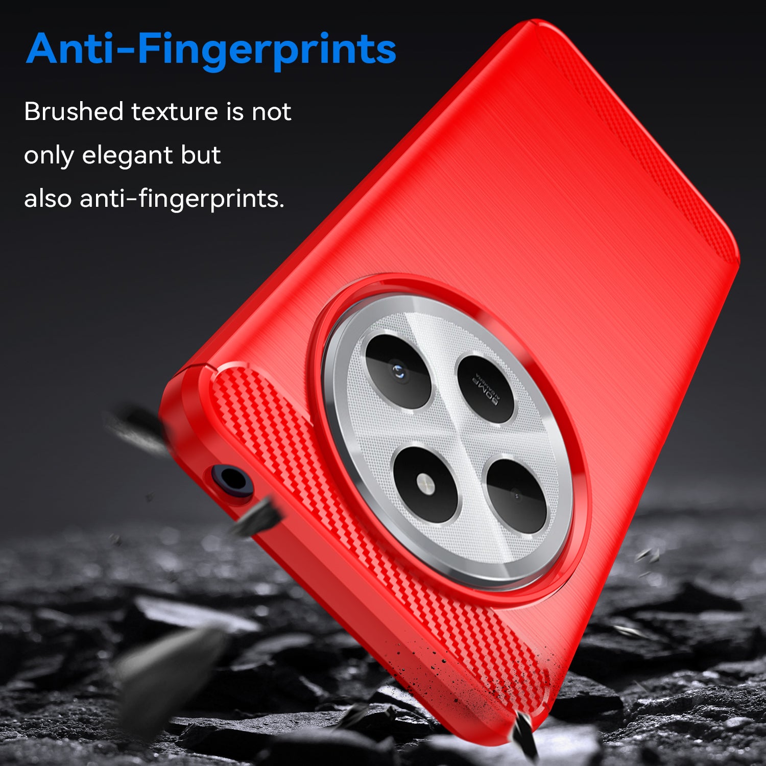 Xiaomi Redmi 14C 4G Carbon Fibre TPU Case Slim Shockproof Cover Red