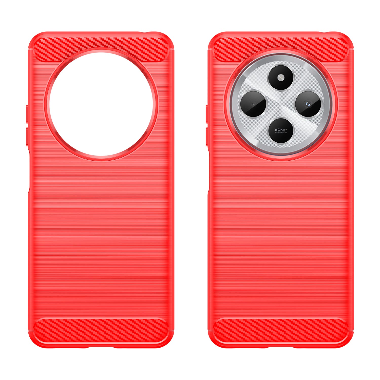 Xiaomi Redmi 14C 4G Carbon Fibre TPU Case Slim Shockproof Cover Red