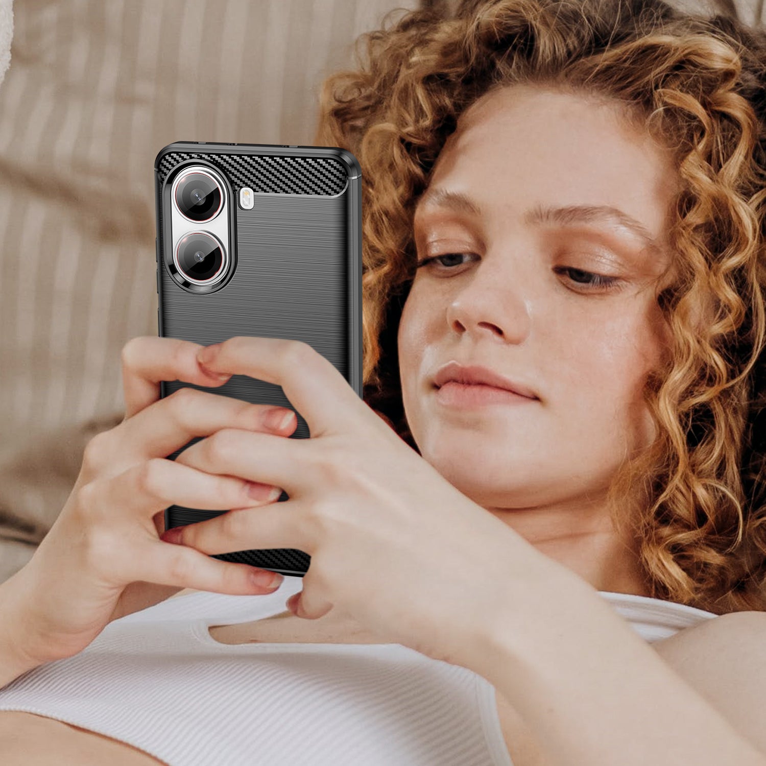 Xiaomi Poco X7 Pro Carbon Fibre TPU Case Slim Shockproof Cover Black