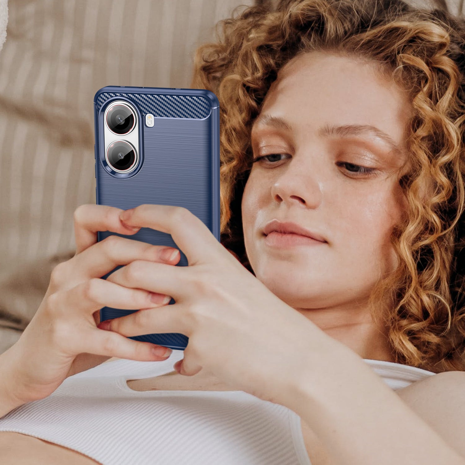 Xiaomi Poco X7 Pro Carbon Fibre TPU Case Slim Shockproof Cover Navy