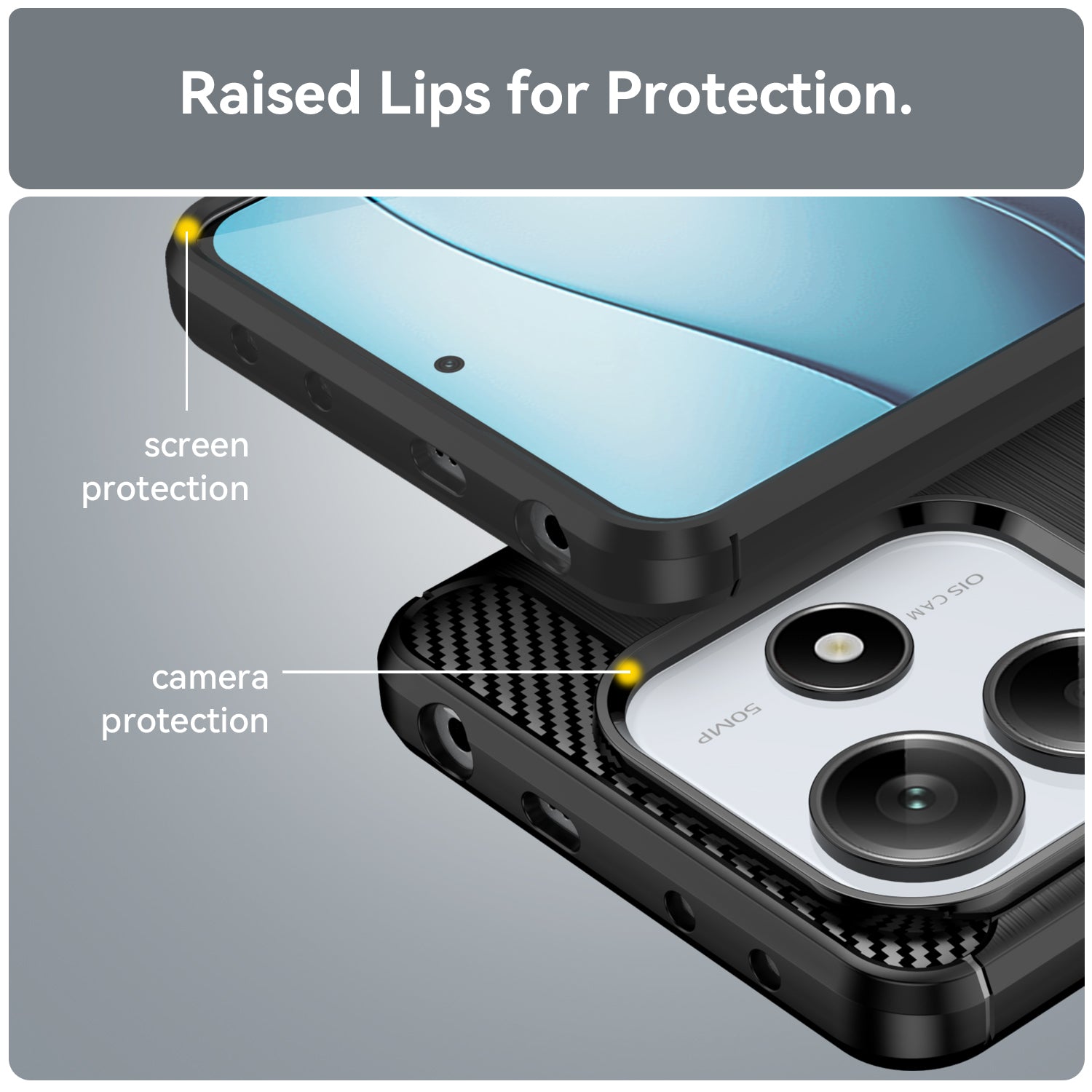 Xiaomi Redmi Note 14 5G Carbon Fibre TPU Case Slim Shockproof Cover Black