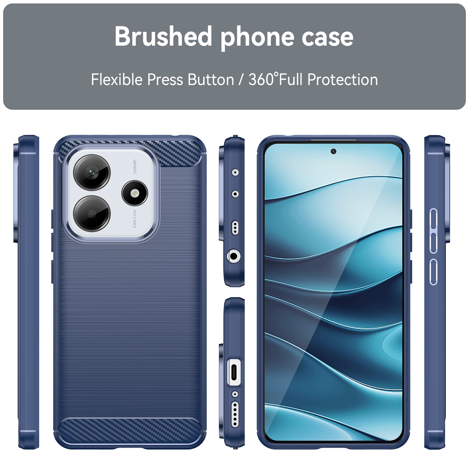 Xiaomi Redmi Note 14 5G Carbon Fibre TPU Case Slim Shockproof Cover Navy