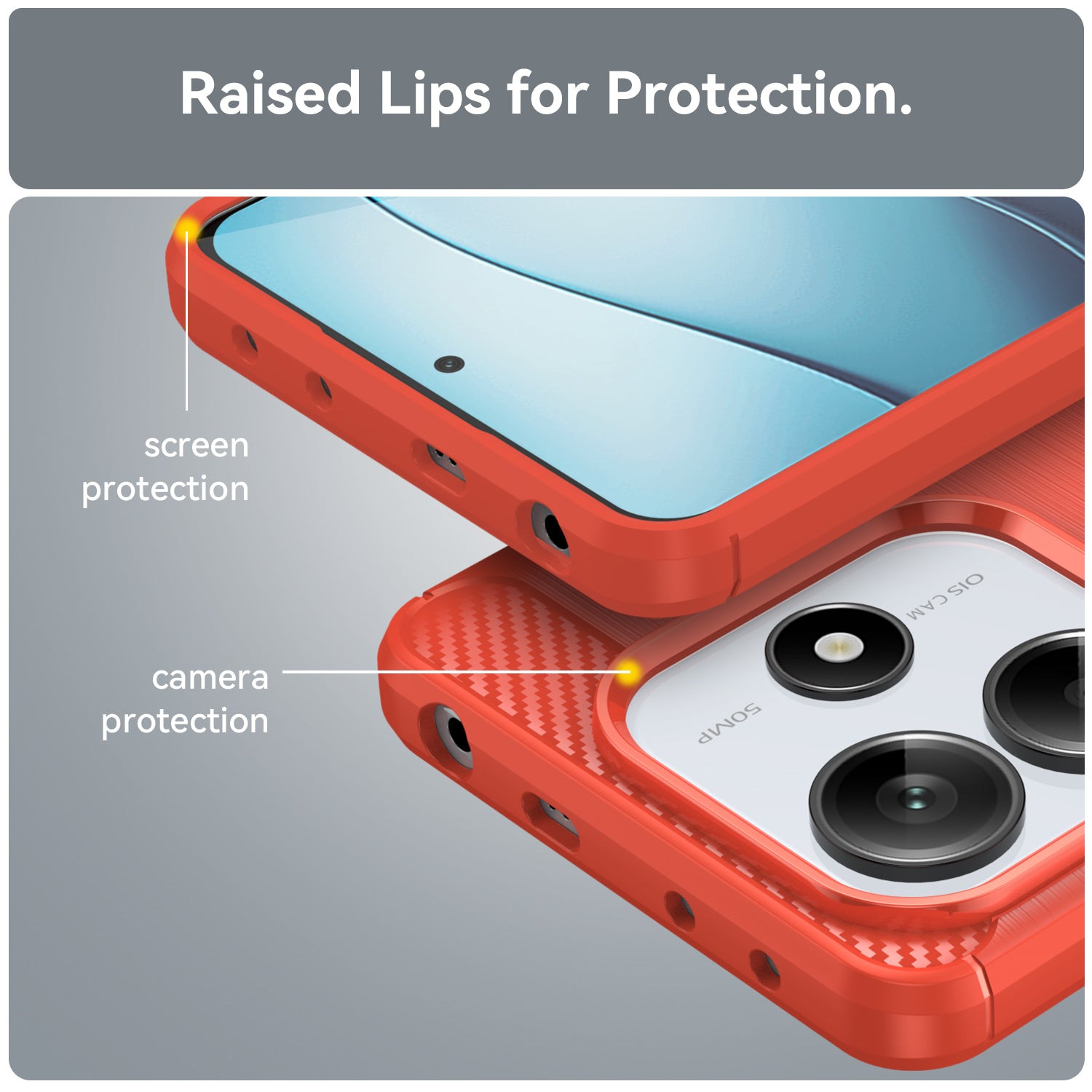 Xiaomi Redmi Note 14 5G Carbon Fibre TPU Case Slim Shockproof Cover Red