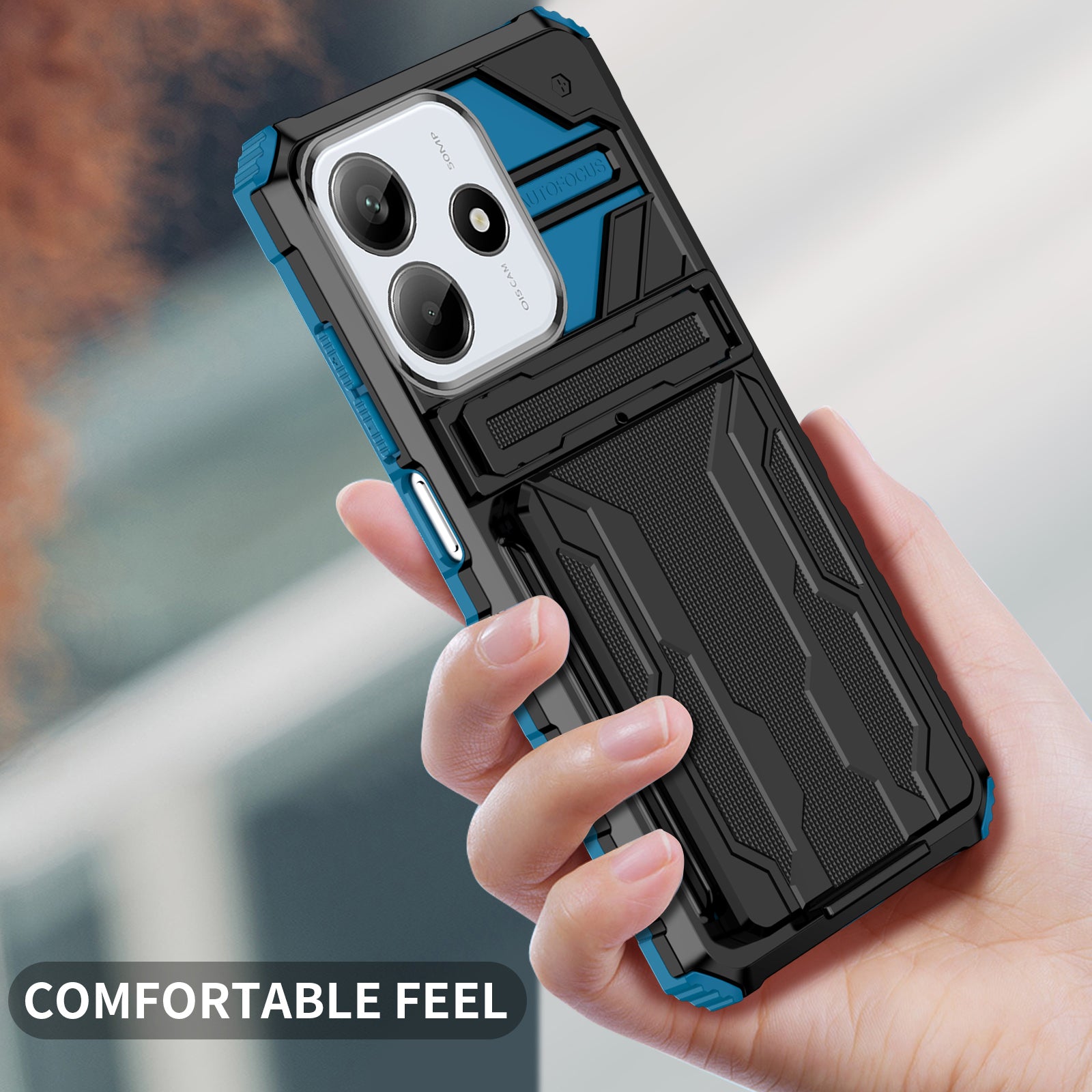 Xiaomi Redmi Note 14 5G Heavy Duty Kickstand Card Holder Case Shockproof Navy