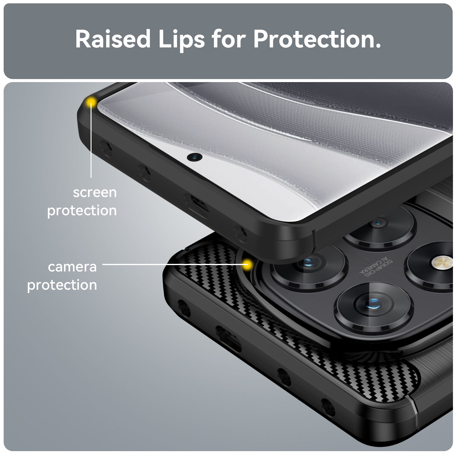 Xiaomi Redmi Note 14 Pro 5G Carbon Fibre TPU Case Slim Shockproof Cover Black