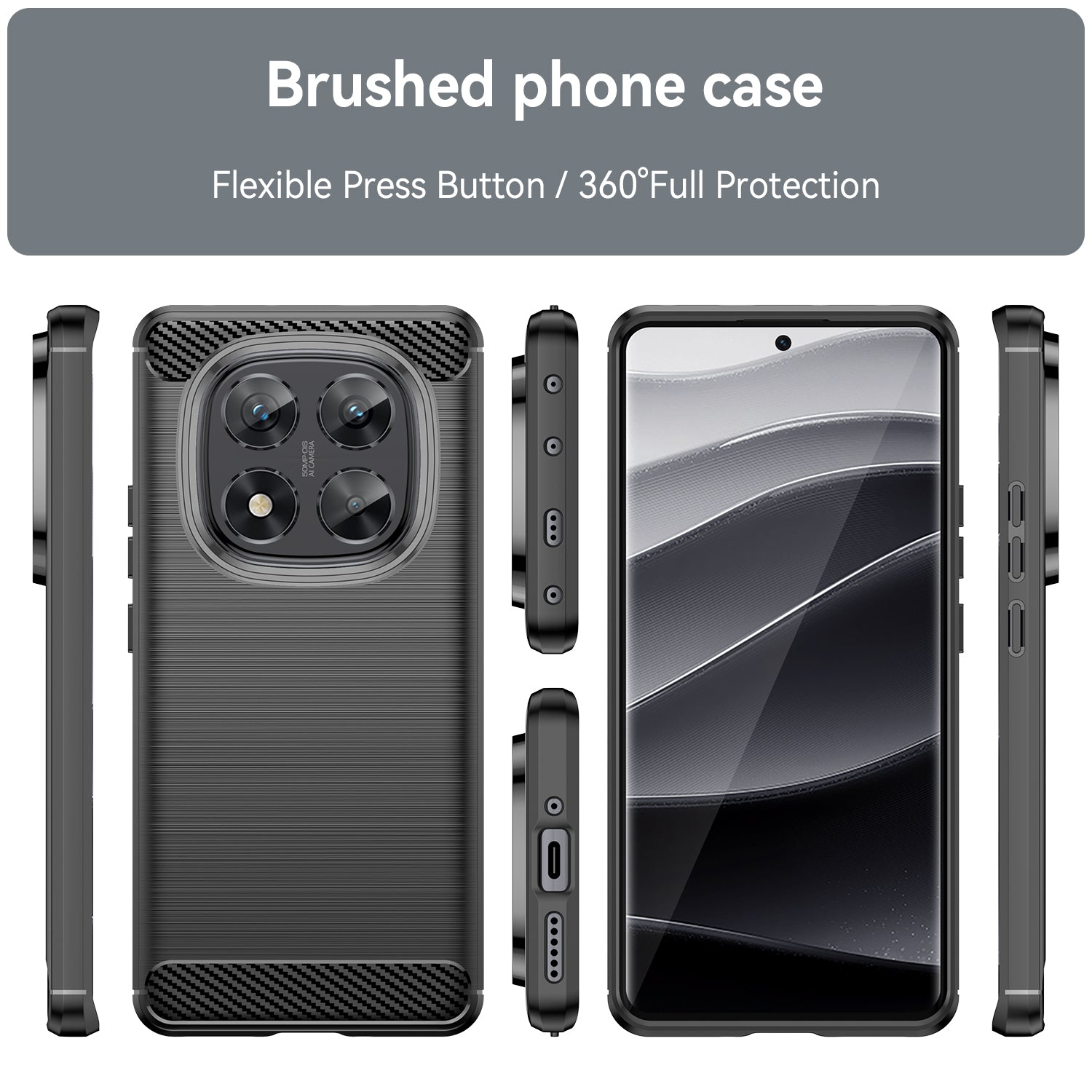 Xiaomi Redmi Note 14 Pro 5G Carbon Fibre TPU Case Slim Shockproof Cover Black
