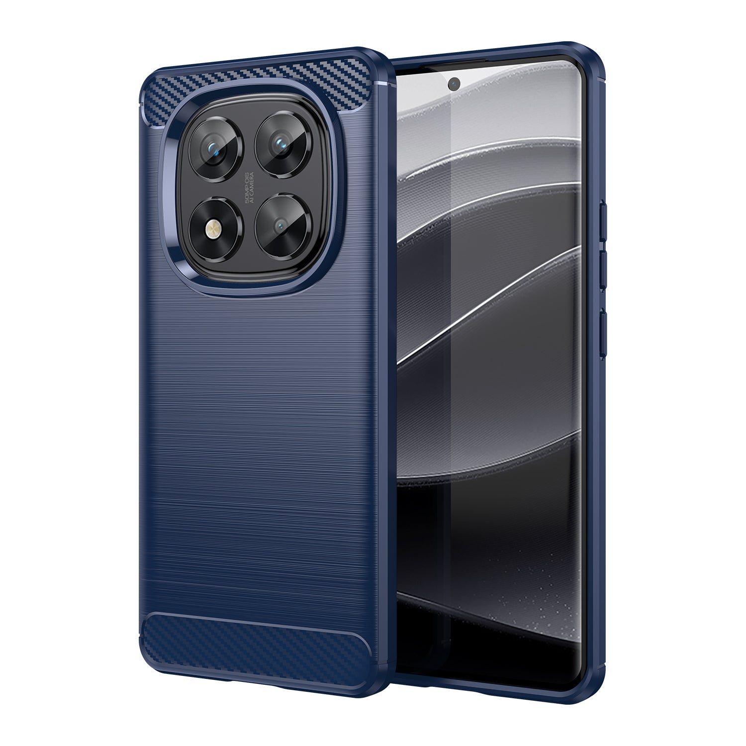 Xiaomi Redmi Note 14 Pro 5G Carbon Fibre TPU Case Slim Shockproof Cover Navy