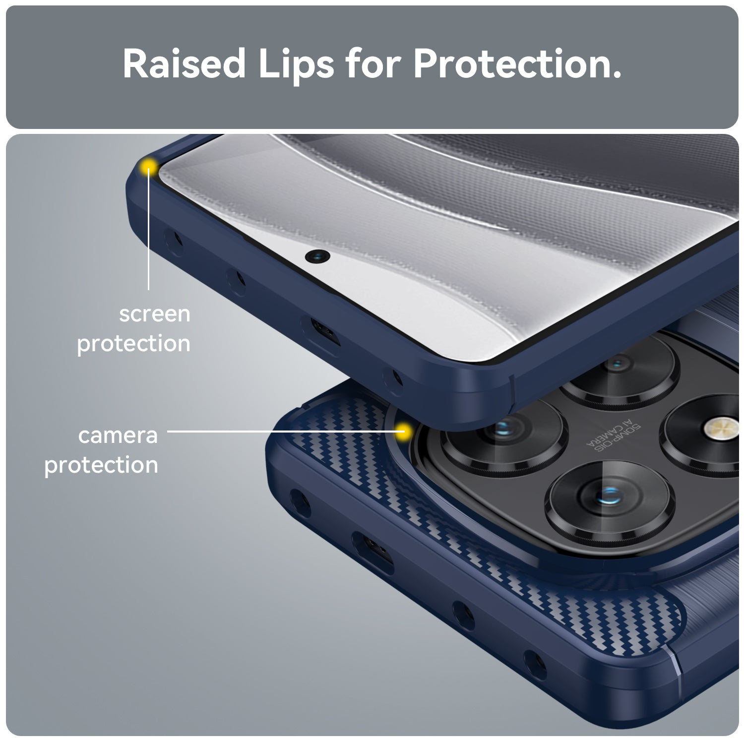Xiaomi Redmi Note 14 Pro 5G Carbon Fibre TPU Case Slim Shockproof Cover Navy