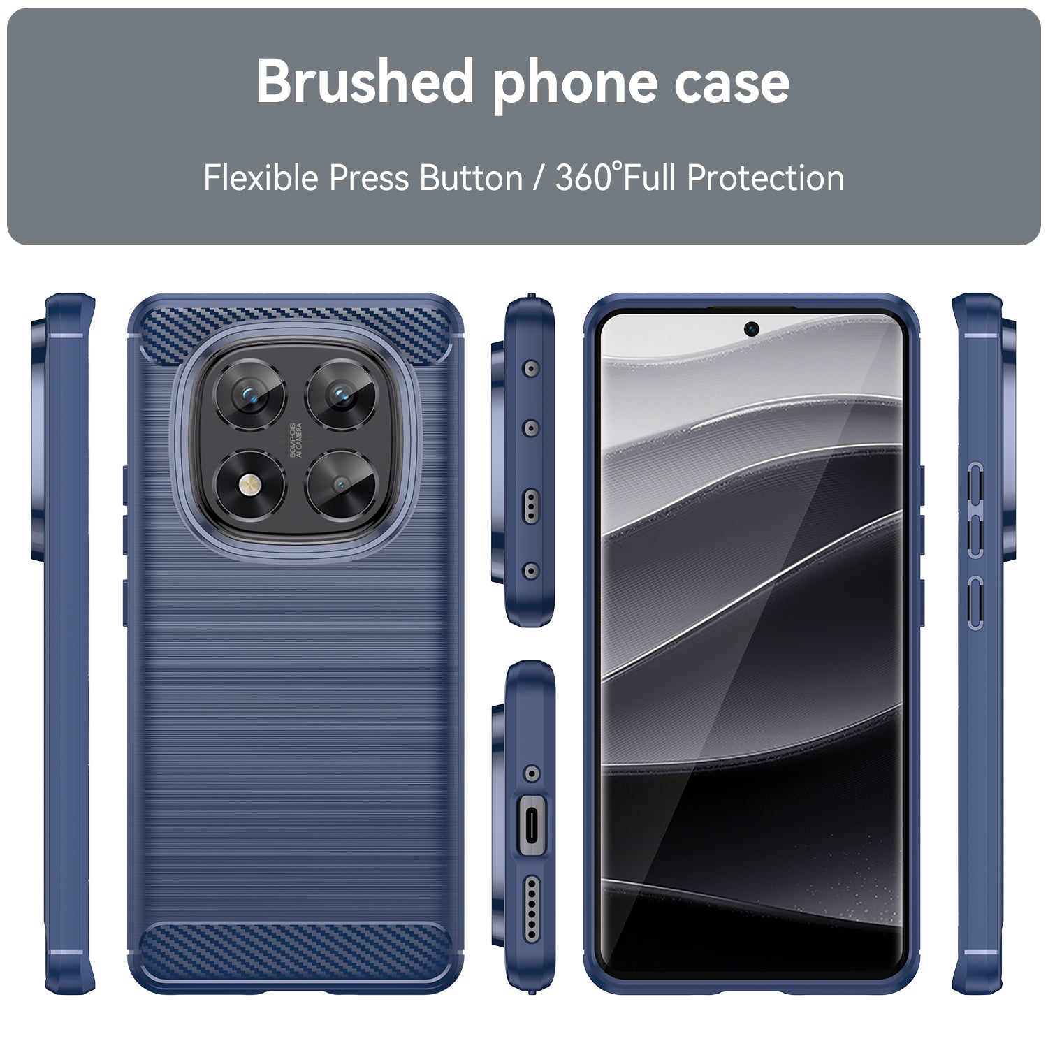Xiaomi Redmi Note 14 Pro 5G Carbon Fibre TPU Case Slim Shockproof Cover Navy