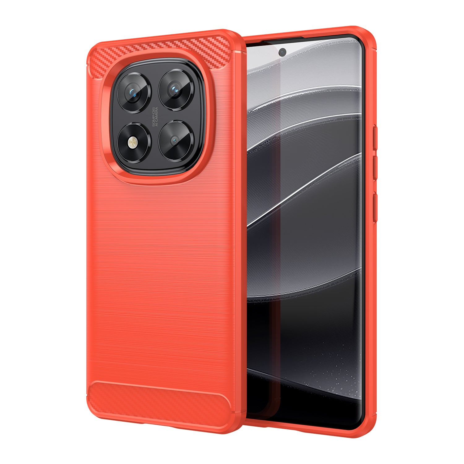 Xiaomi Redmi Note 14 Pro 5G Carbon Fibre TPU Case Slim Shockproof Cover Red